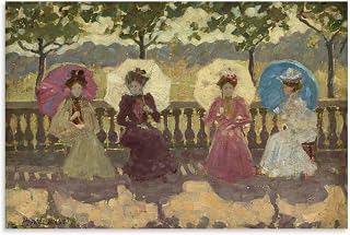 19th Century Impressionist Art Print - In The Park by Maurice Prendergast, Women with Umbrellas Wall Art Decorative Painting Canvas Wall Art Living Rooms Bedroom Painting Unframe-style 08x12inch(20x30