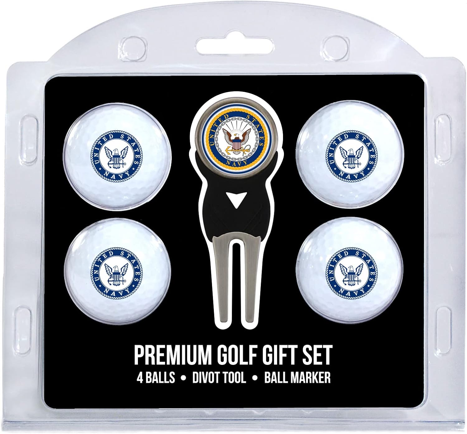 Team Golf Military Navy 4 Golf Ball and Divot Tool Set Regulation Size Golf Balls (4 Count) & Divot Tool with Removable Double-Sided Magnetic Marker