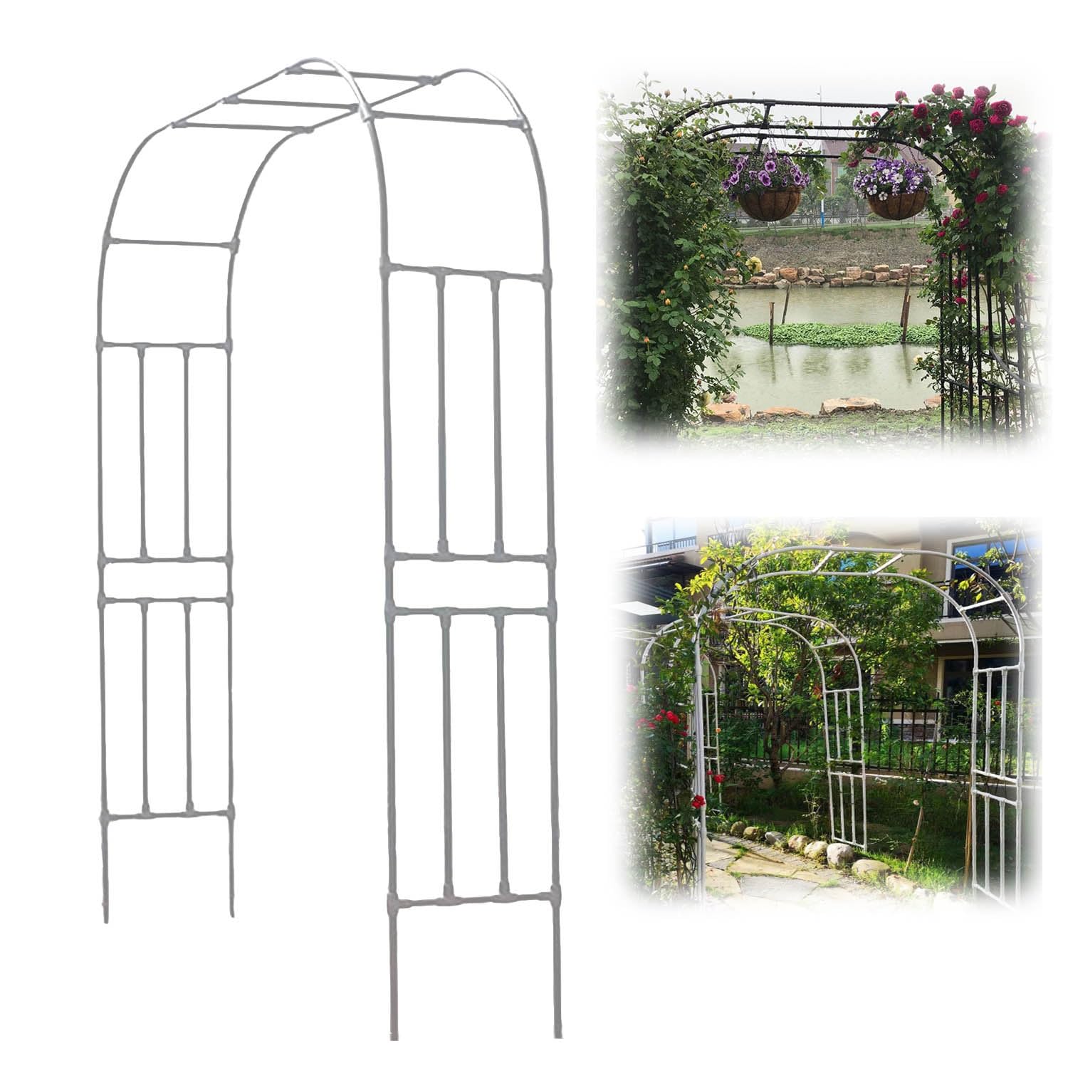 Arco de jardín para plantas trepadoras con enrejado resistente