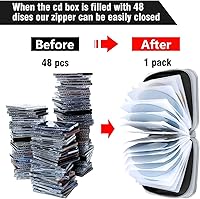 Vista 4 de Soportes para cajas de CD – Plástico duro de 48 capacidades para discos de CD/DVD para coche, hogar, oficina, viajes (negro)