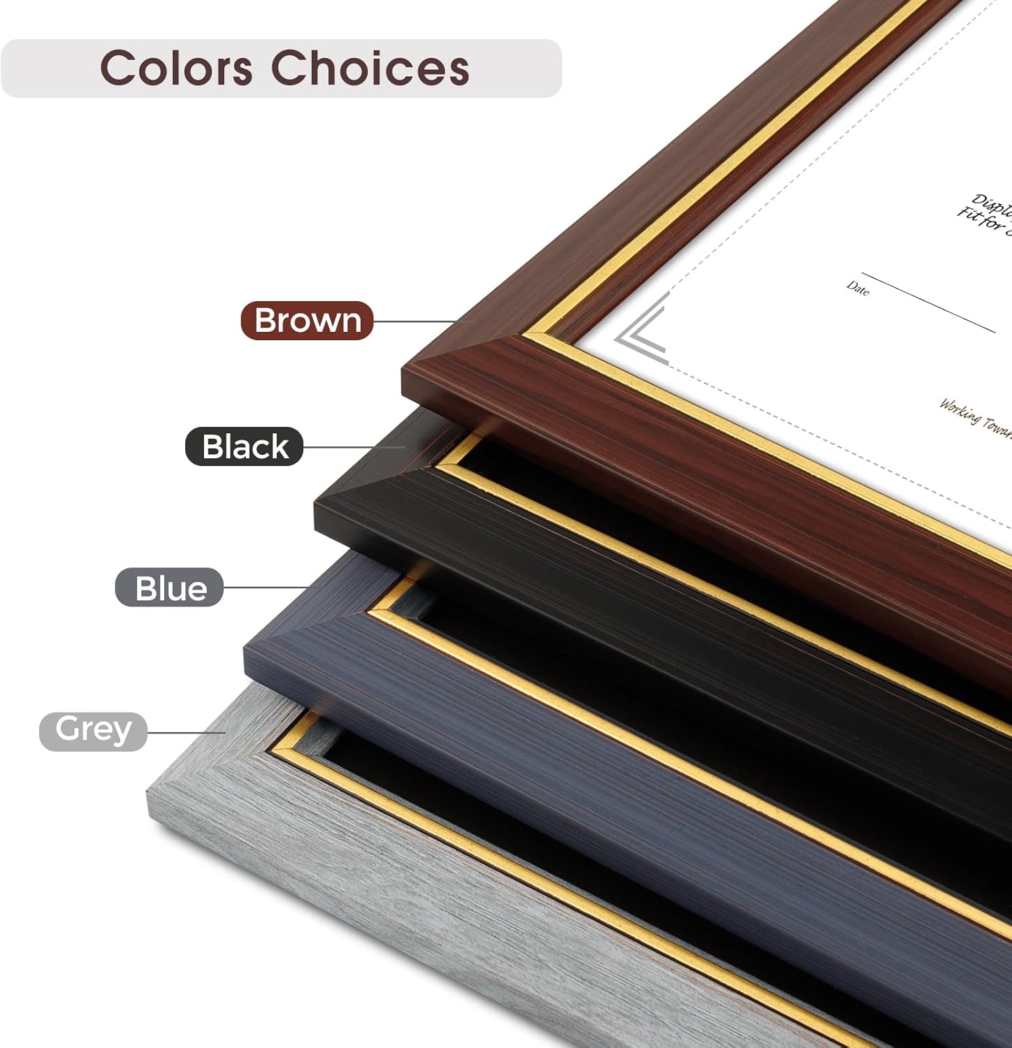 11x14 Diploma Frame Black with Gold Trim - Display 8.5x11 Diploma with Black Over Gold Double Mat Or 11x14 Certificate without Mat - Soild Wood with Tempered Glass - Horizontal Or Vertical Display - 2 Pack