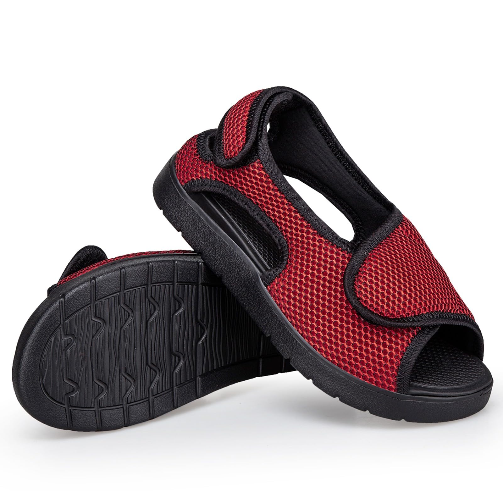 Gaatpot Sandali per Diabetici Donna Scarpe Ortopediche Uomo Larghi a Strappo Sandali Riabilitativi Regolabili Apertura per Piedi Gonfi