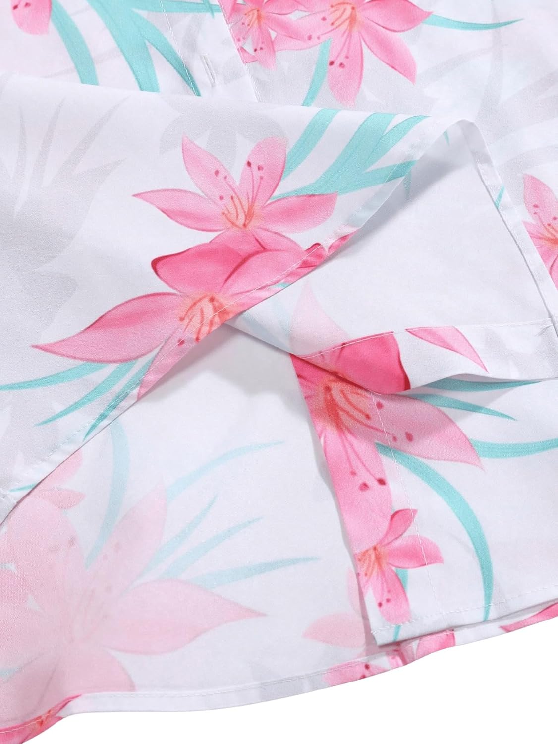 Men's Plus Size 2 Pieces Outfit Floral Print Short Sleeve Button Down Shirt and Shorts Set - Image 4