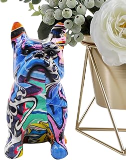 Générique Graffiti Dog Statue Home Decoration, French Bulldog Statue Design, Resin Animal Figure for Art and Desktop Accessories, Living Room, Bedroom, Bookcase, TV Cabinet Decorations