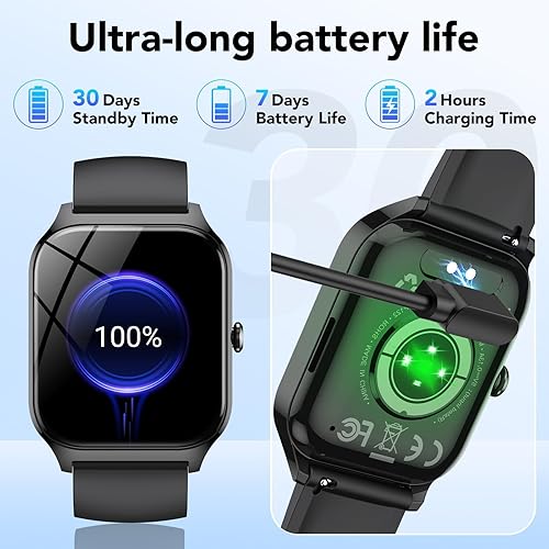 Miniatura 6 de Reloj inteligente para hombres y mujeres, rastreador de fitness HD de 1.85 pulgadas con llamadas Bluetoothcontrol de voz AI, impermeable IP68, 115