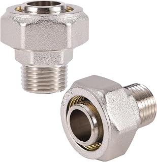 2pcs 3/4" Straight Air Pipe Fittings, Brass-Nickel Plated Rapid Gas Line Fittings 3/4" x 1/2" Male Threads Adapter Fitting for Compressed Air Piping System Accessories