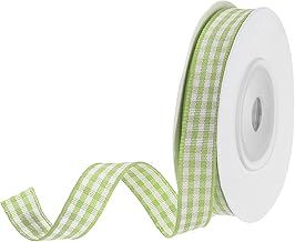 DMiotech 3/8 Inch 10 Yards Gingham Ribbon, Checkered Ribbon Plaid Ribbon for Gift Wrapping Decoration Art Craft DIY, Apple Green