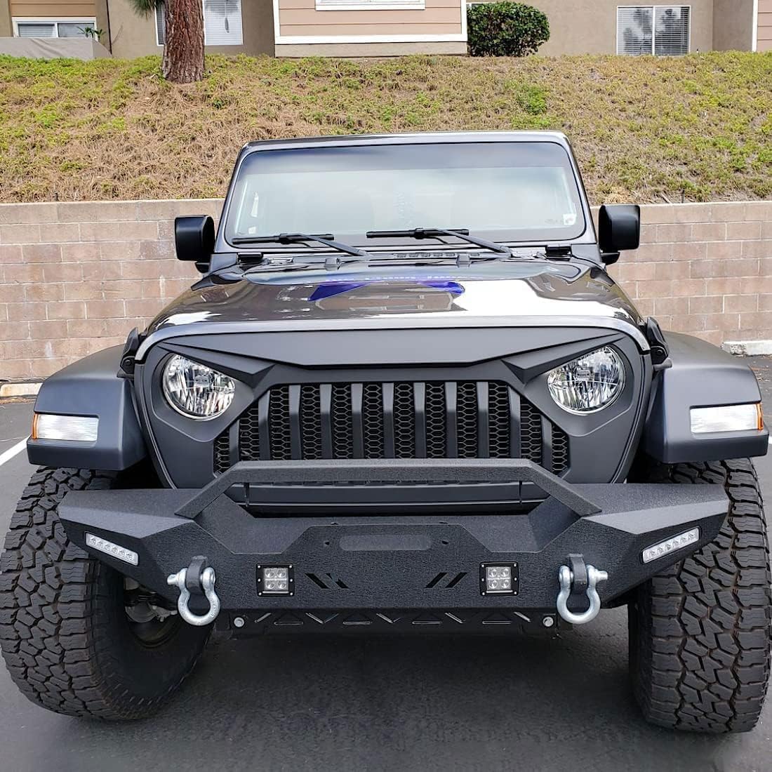 Front Vader Grille Compatible with 2018-2025 Jeep Wrangler JL & 2020-2025 Gladiator JT, w/o TrailCam (Matte Black)