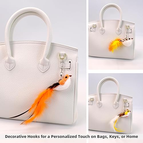 Miniatura 6 de 11 cabezales multifuncionales de repuesto para juguetes para gatos, realistas hechos a mano con campanas y clip desmontable, para juego interactivo,