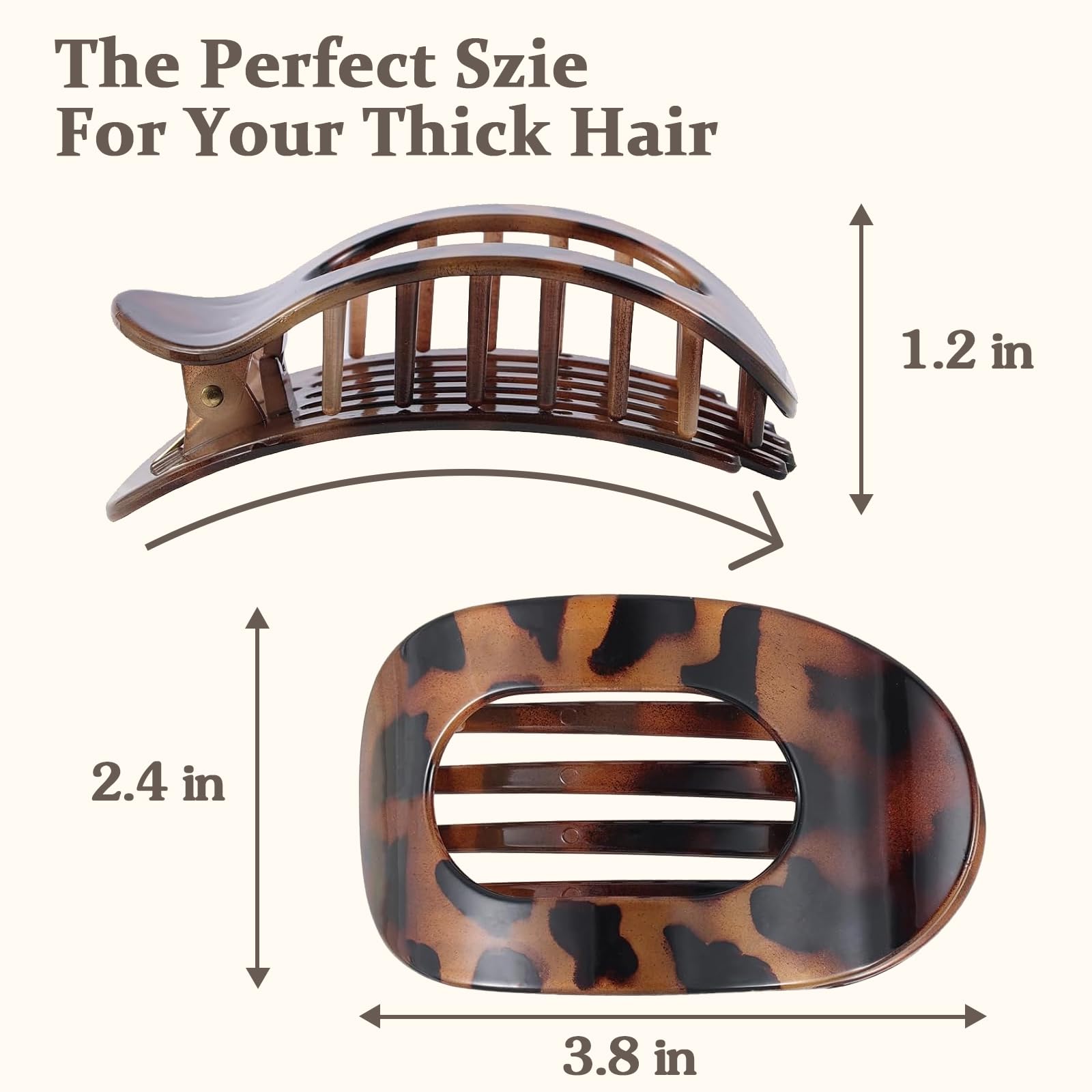 4 PCS Flat Hair Clips for Women Curved Design Hair Clip for Lying Driving, Amber Strong Hold Claw Clips for Thin Thick Hairs - Image 3