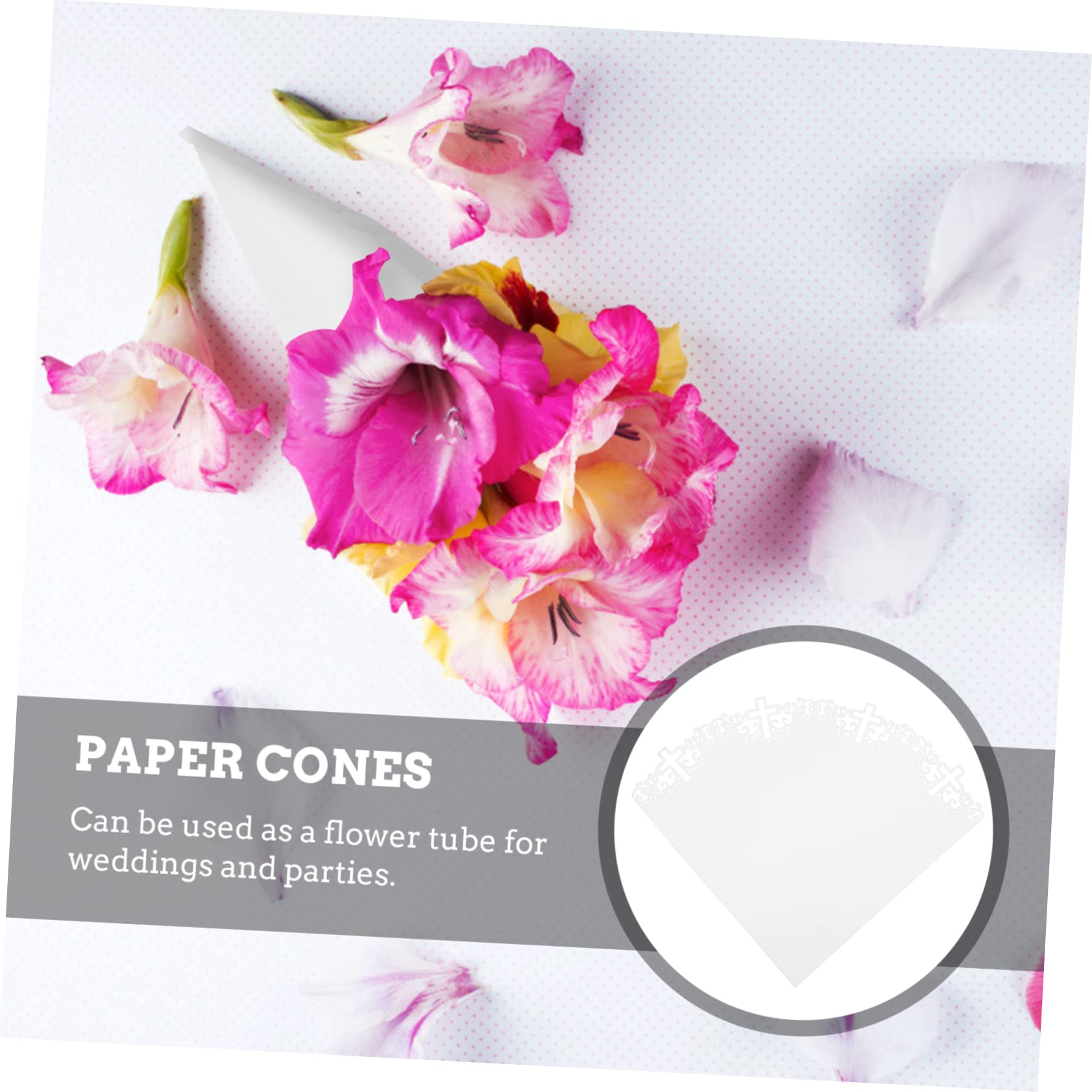 HOMSFOU 4 Sätze Papierbrunnen Groß Klein Jumbo Partydekorationen Konfetti Blütenblatt Hochzeitsblumenhalter Hochzeitsblumenkegel Favorisieren Blütenblatthochzeit Weiß 20 Stück * 4