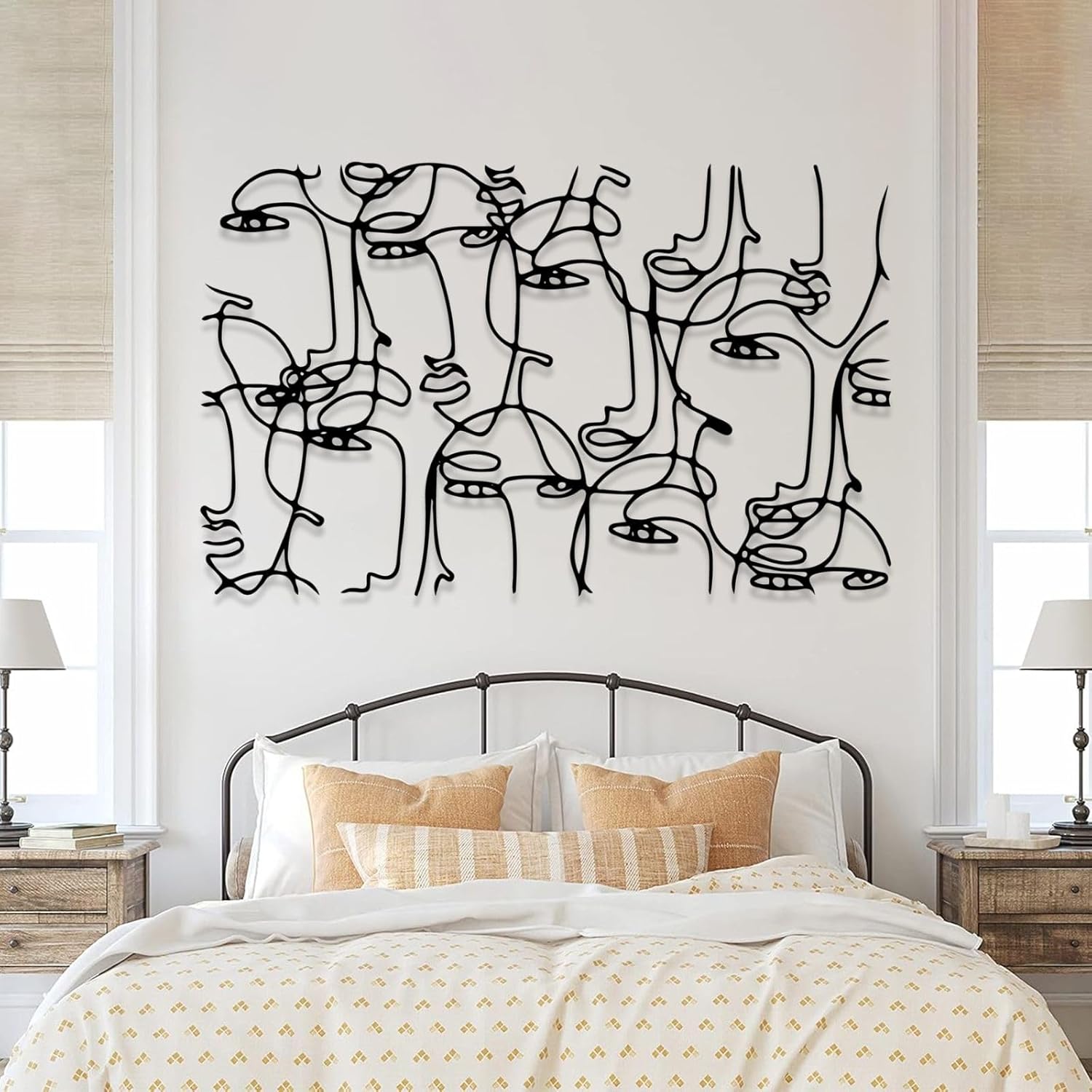 Abstract Faces Metal Art, Woman Metal Line Art Wall Decor