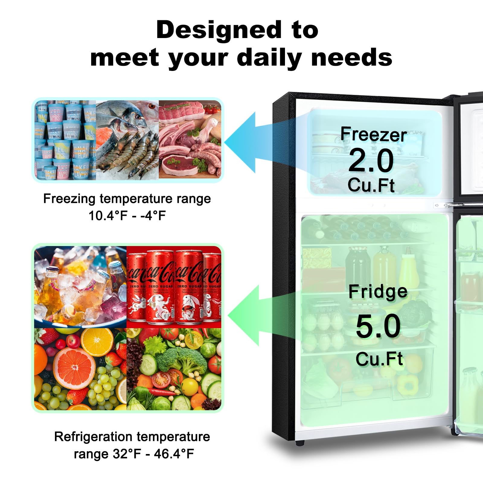 HAILANG 7.0 Cu.Ft Refrigerator with Freezer, Double Door Fridge with Top Freezer, Apartment Size Fridge for Dorm, Office, Kitchen, Home, Large Capacity, 7 Settings Temperature Adjustable(Black) on Fridge.com