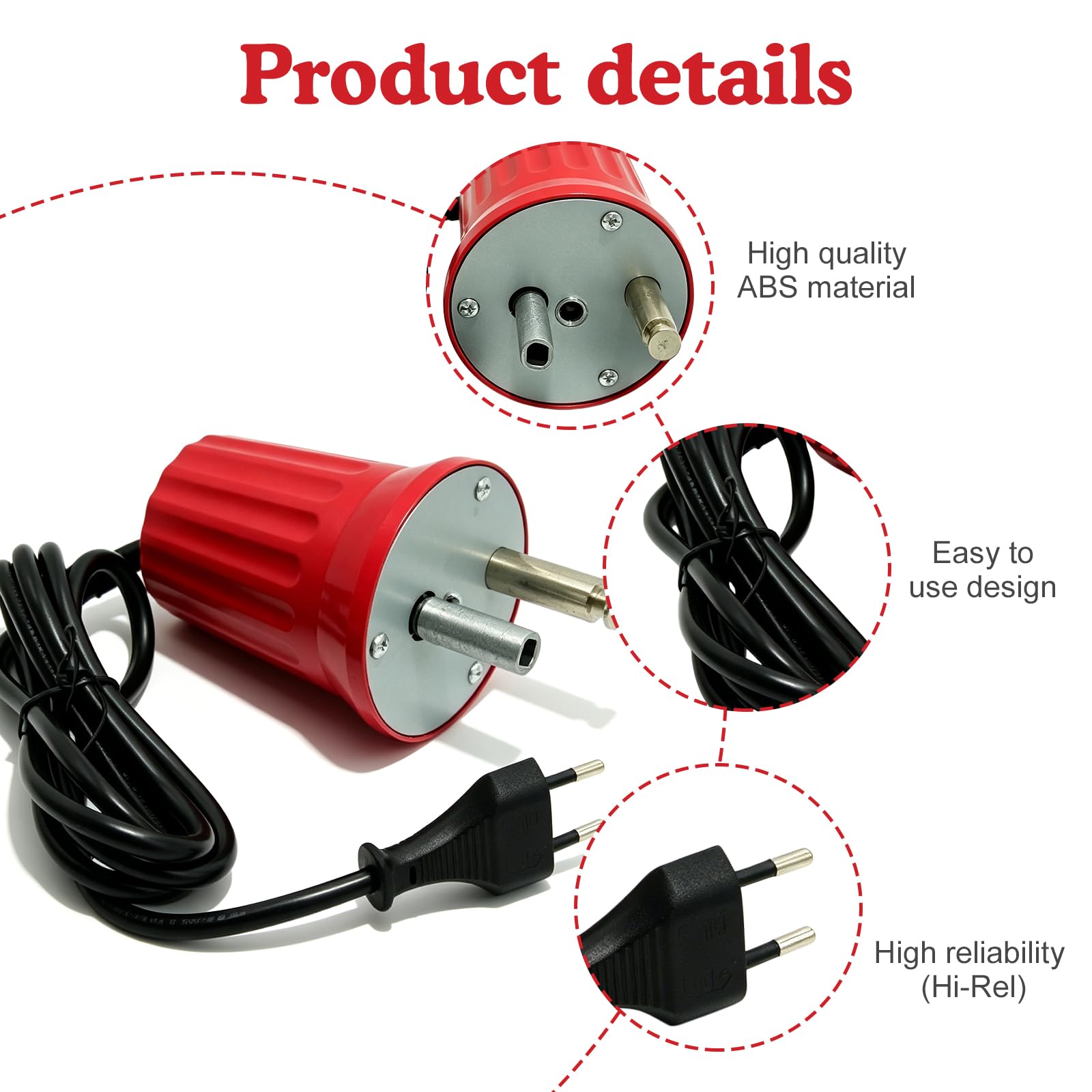 GBKDQQ Grillmotor, Barbecue Grillmotor, DC 220V-240V Elektromotor Grill, ABS Barbecue Rotator Motor Grill, EU-Stecker, Elektrische Maschine Outdoor BBQ Werkzeug Zubehör(Rot)