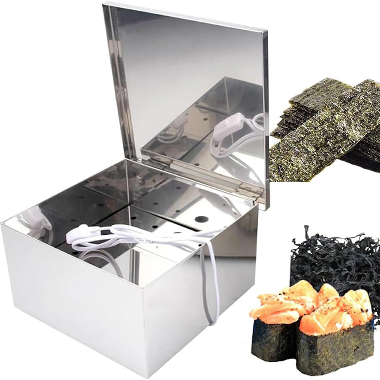 Horno de secado de algas, acero inoxidable con bombilla de calefacción, temperatura ajustable para hacer algas crujientes y nori, ideal para sushi y cocina japonesa
