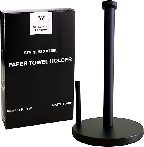 Steelware Central Toallero de papel de acero inoxidable negro mate