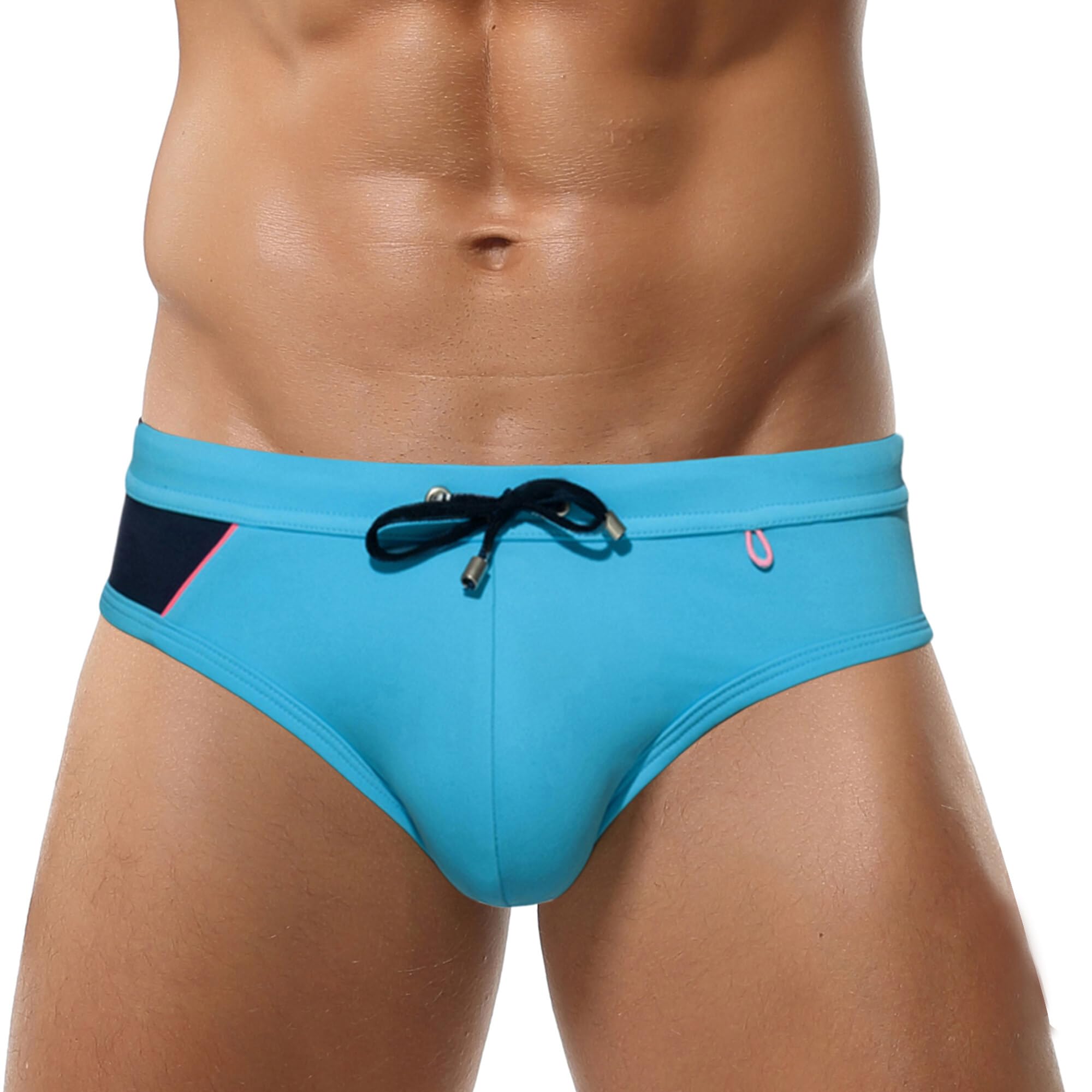 AIEOE Bañador de Natación Slip para Hombre Relleno con Almohadilla Extraíble Traje de Baño Pantalones Cortos para Nadar para Verano Playa Viaje - L