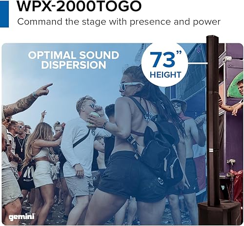 Miniatura 2 de Gemini Sistema PA alimentado por batería altavoces inalámbricos de matriz de línea con subwoofer, matriz de columna de 1000 W, mezclador