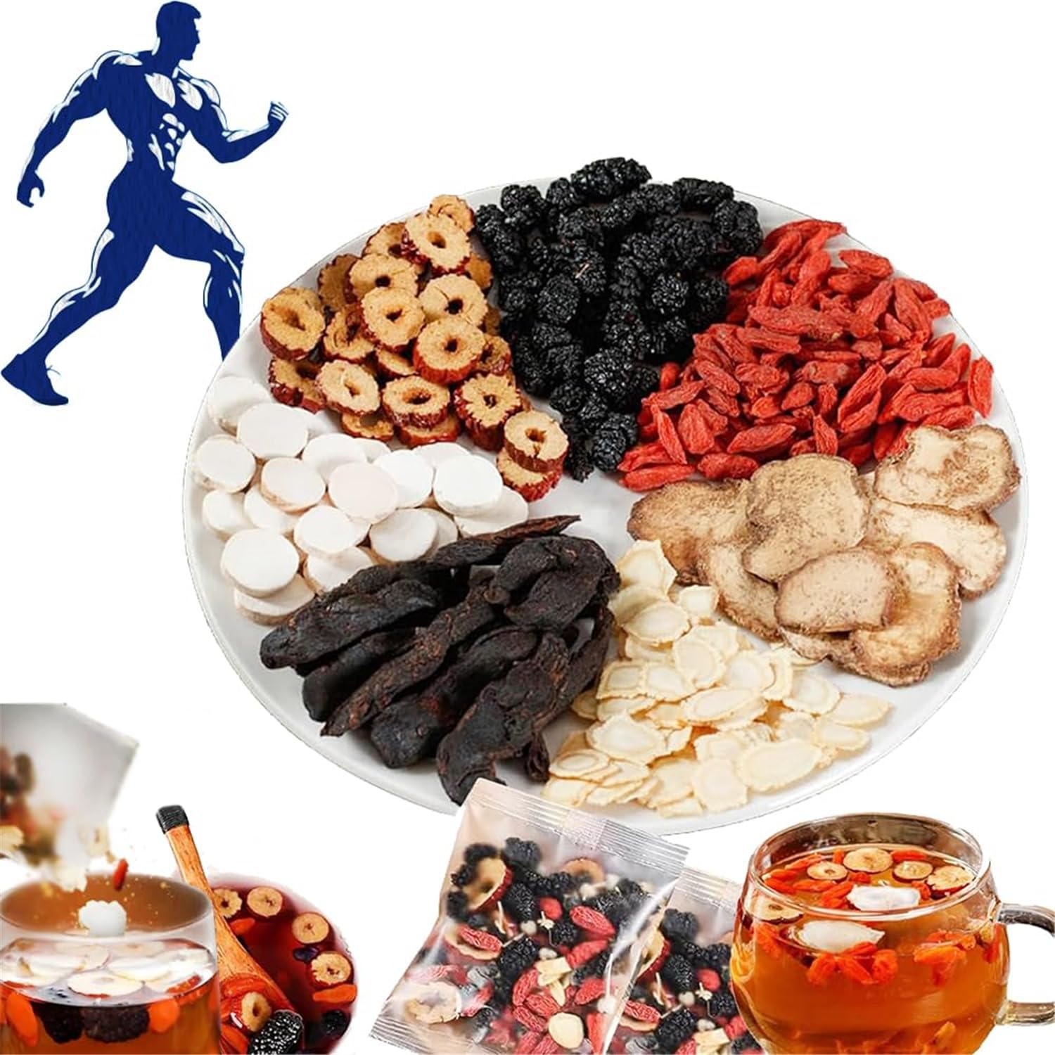 Derivemid Kidney tea formula Ginseng Six Treasure Tea,Kidney Detox Tea,Te Chino para Limpiar Los Riñones,Ginseng Five Treasures Tea Kidney Tea,Natural Organic Chinese Herbal Tea for Men Women (2)