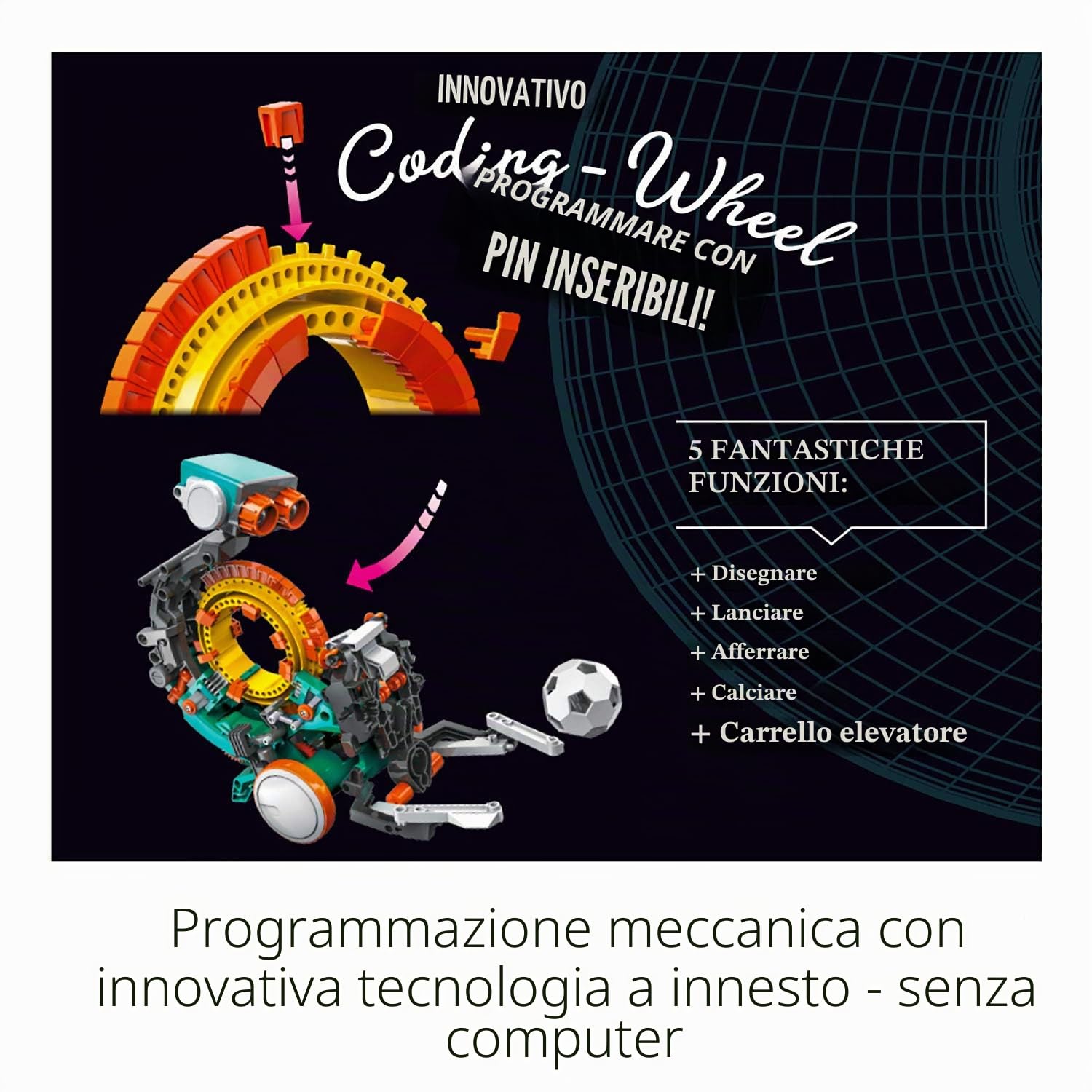 Kosmos 620646 Codix – Il tuo robot di codifica meccanica, programmazione giocosa, giocattolo robot, scatola per esperimenti per bambini dagli 8 ai 12 anni