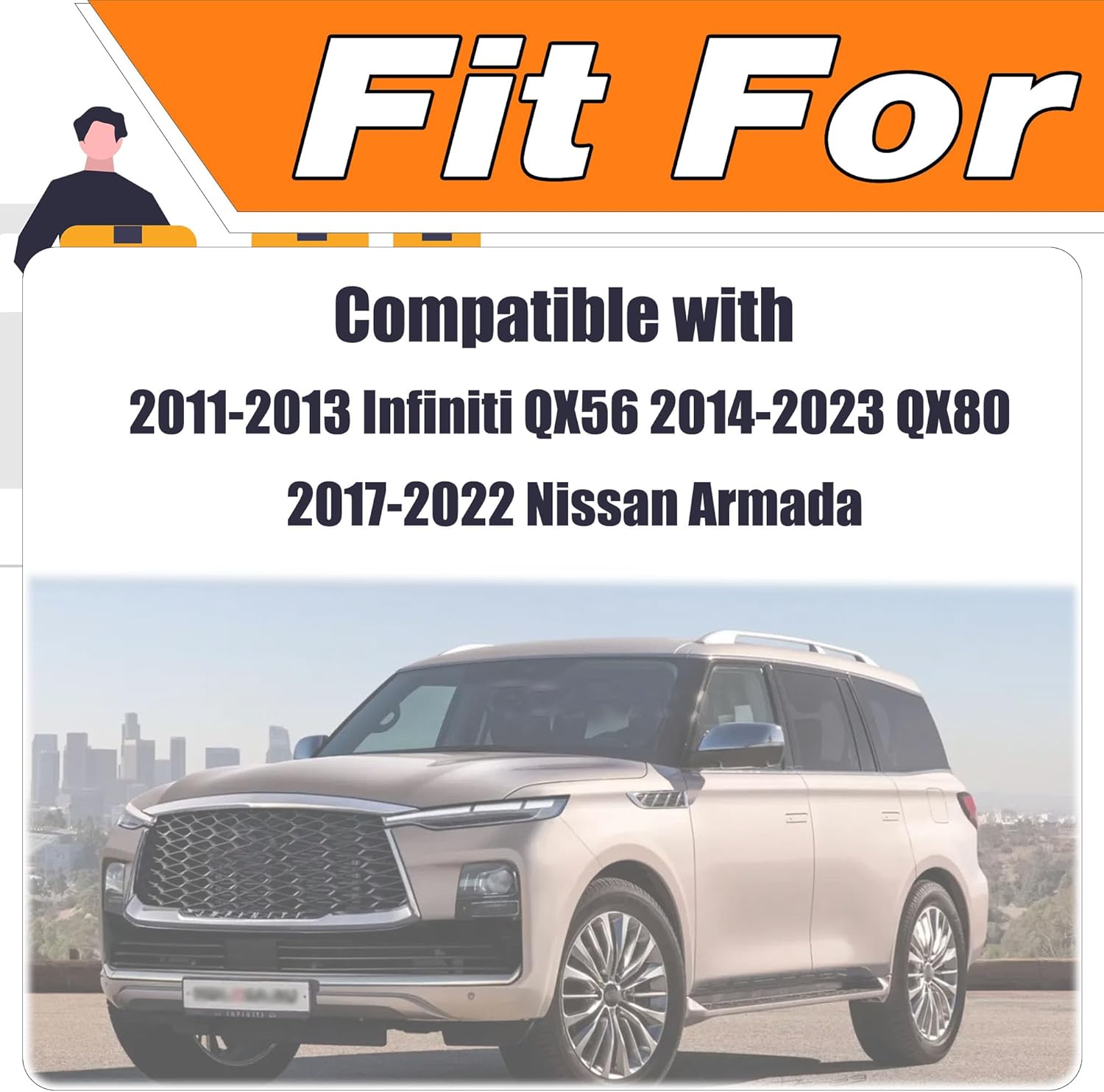 Windshield A Pillar Molding Trim Panel Compatible with 2011-2013 Infiniti QX56 2014-2023 QX80 2017-2022 Nissan Armada Replacement forLeft & Right (76837-1LA0A 76837-6JR0A)