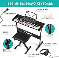 Vista 4 de MUSTAR MEKS-700 Teclado de piano con teclas iluminadas, teclado de aprendizaje de 61 teclas para principiantes, teclado de piano eléctrico