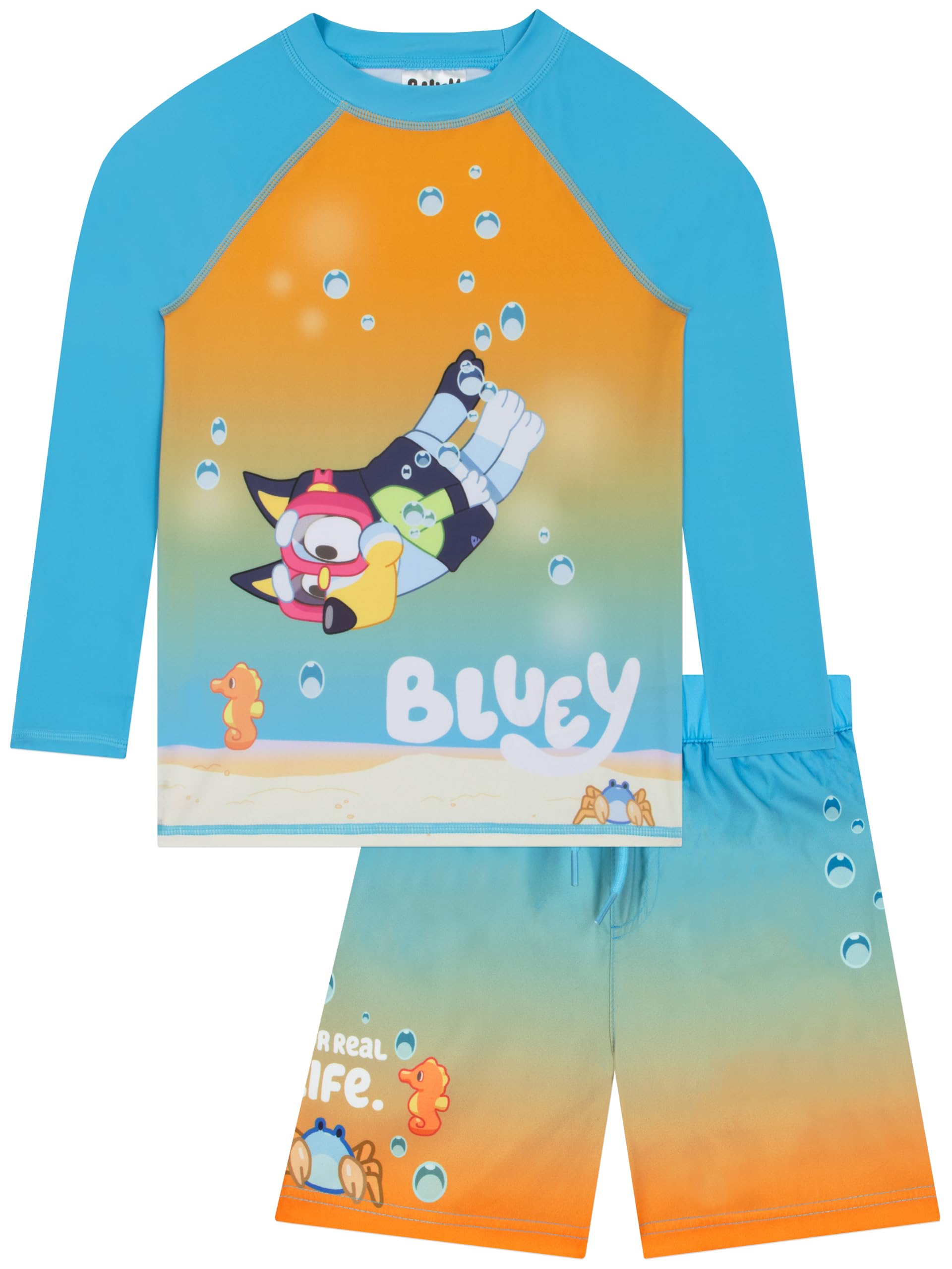 Bluey Bañador Niño, Traje De Baño para Niños De Dos Piezas, Bañador Niños con Manga Larga