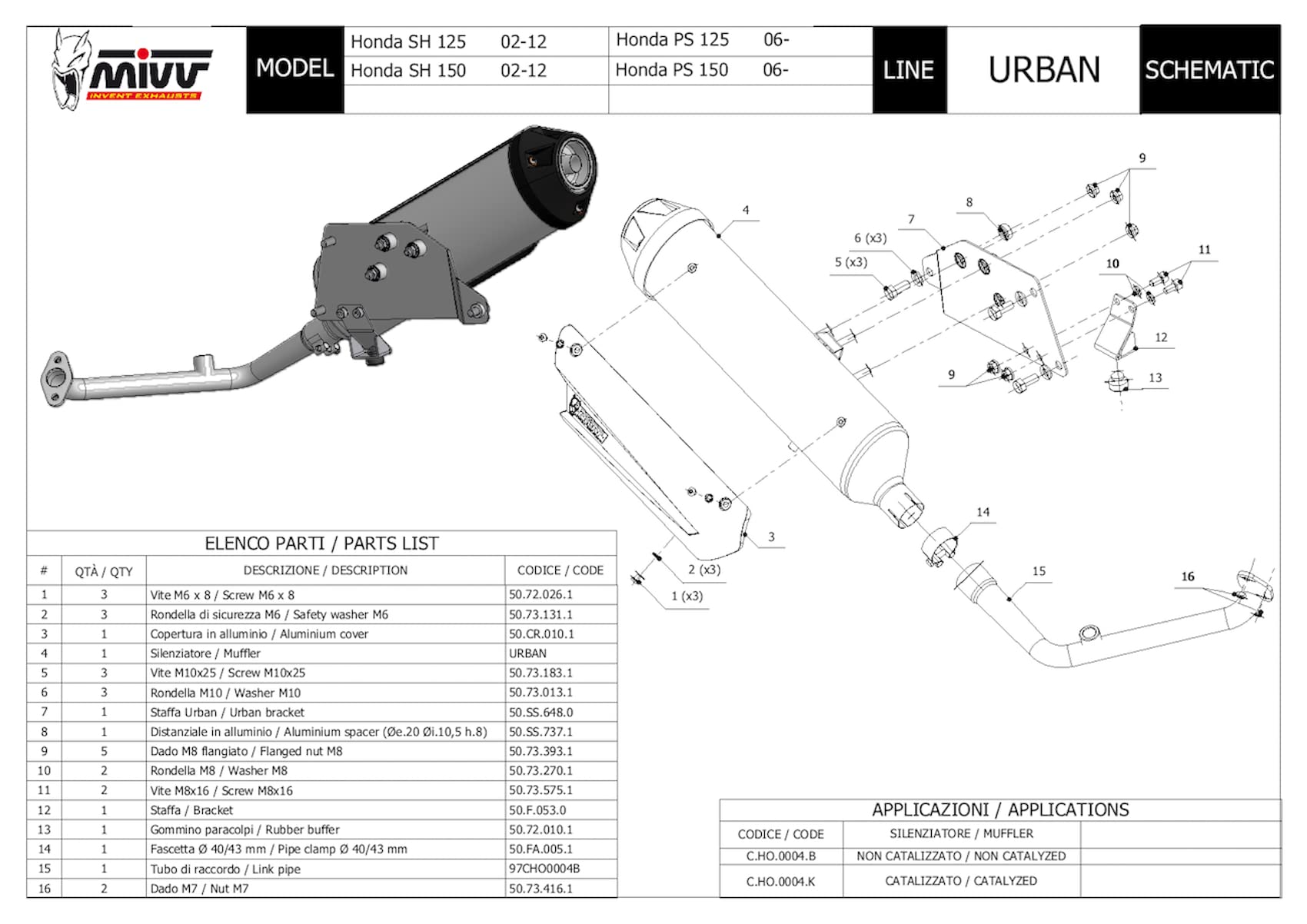 mivv scarico completo omologato nocat urban inox compatibile con honda sh 125 2002 2003 2004 2005 2006 2007 2008 2009 2010 2011 2012 mototopgun