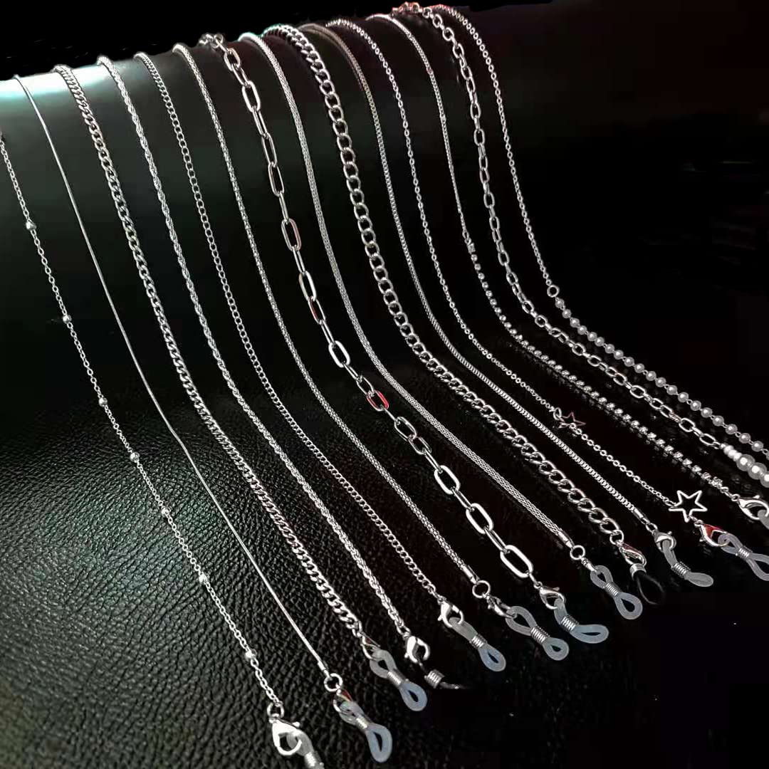 Kristal bril ketting met grote schakel ketting vonkelde kristals