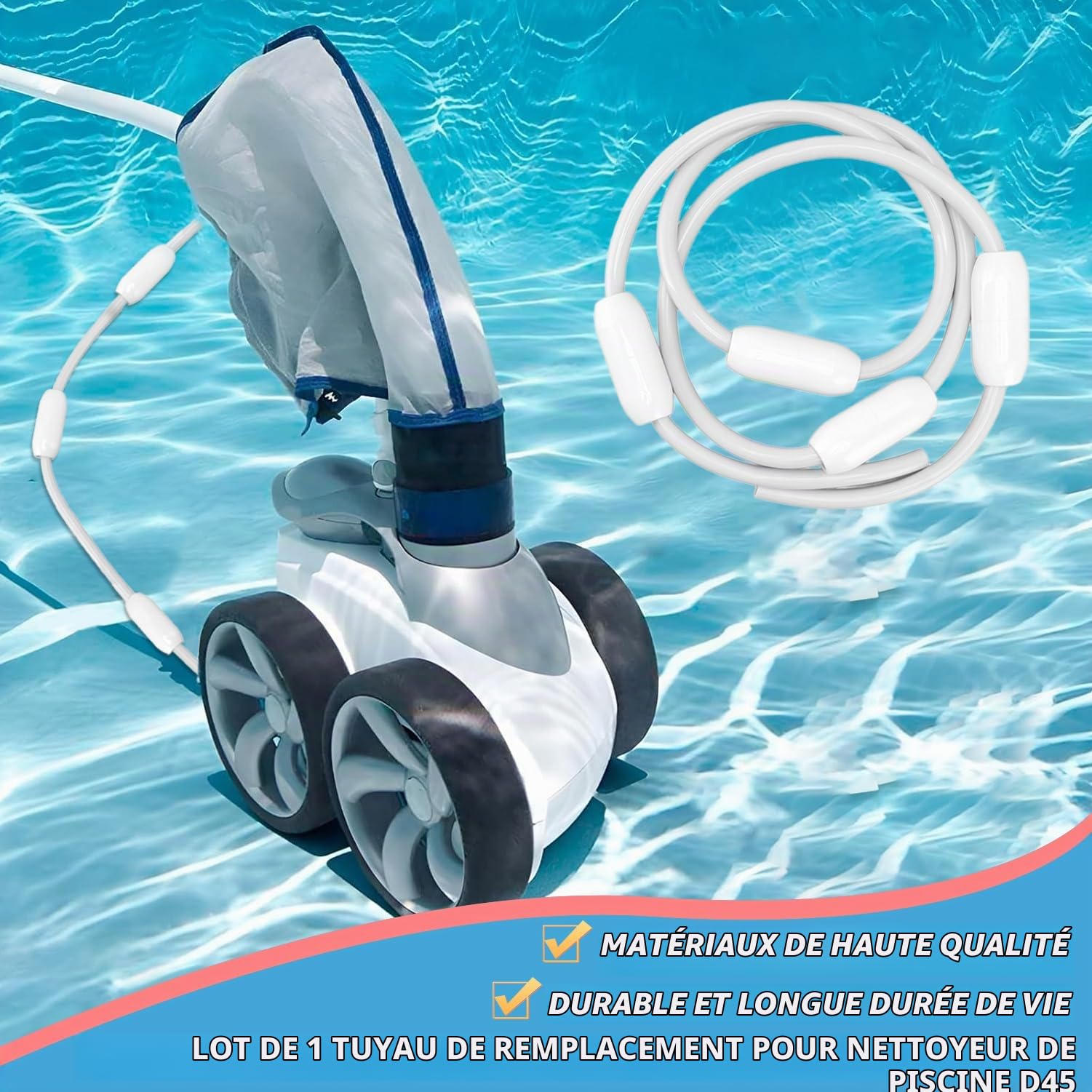 Tuyau d'alimentation de rechange, 10 feet Kit de tuyau d'entrée D-45 D10 à tête flottante pour nettoyeurs for pour Polaris 280 380 180 D45 (non compatible avec Polaris 360)