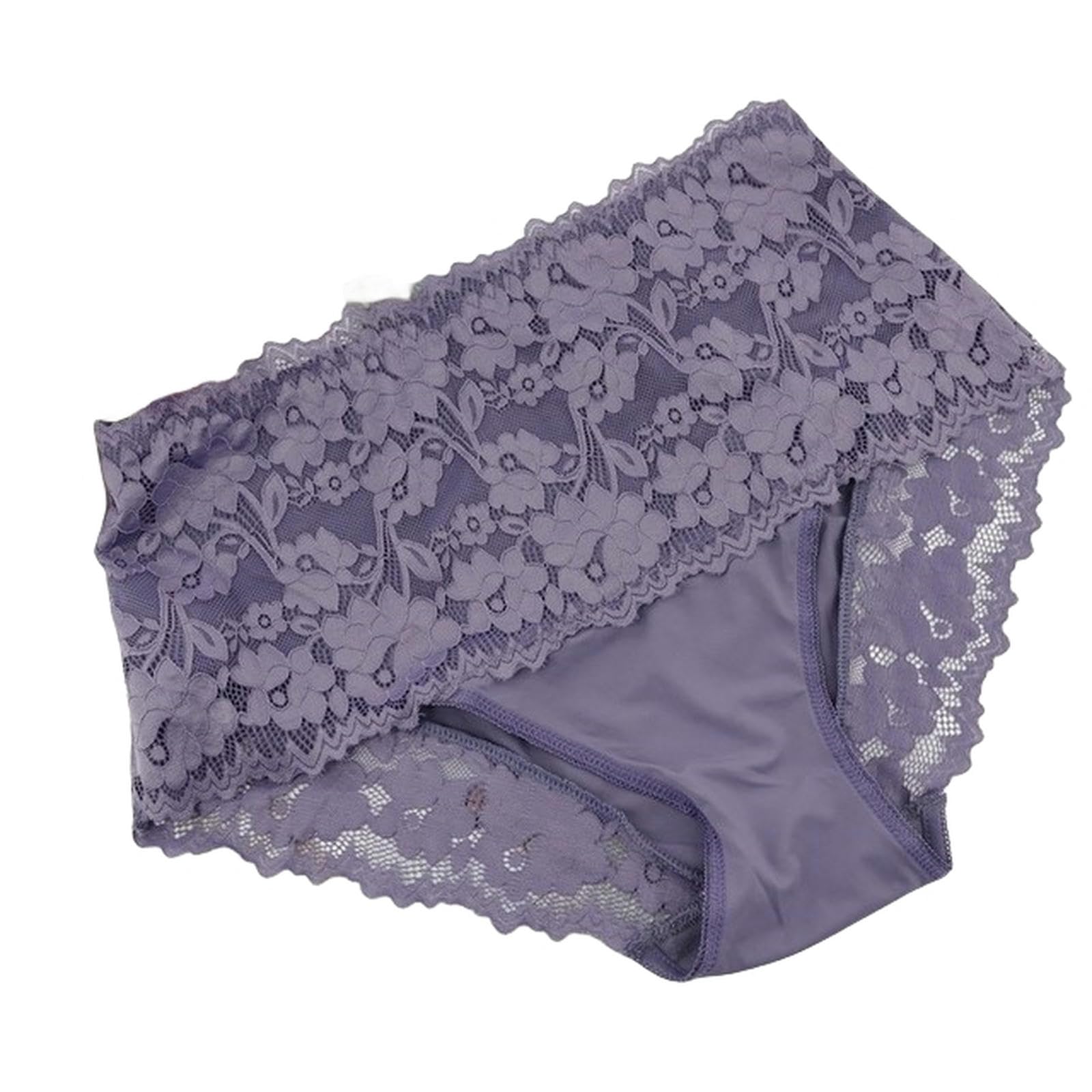 Bragas Mujer 3 Paquetes De Gran Tamaño Mujeres De Encaje De Cintura Alta Calates De Encaje De Encaje Resúmenes Sin Costuras-P02Purple-4Xl