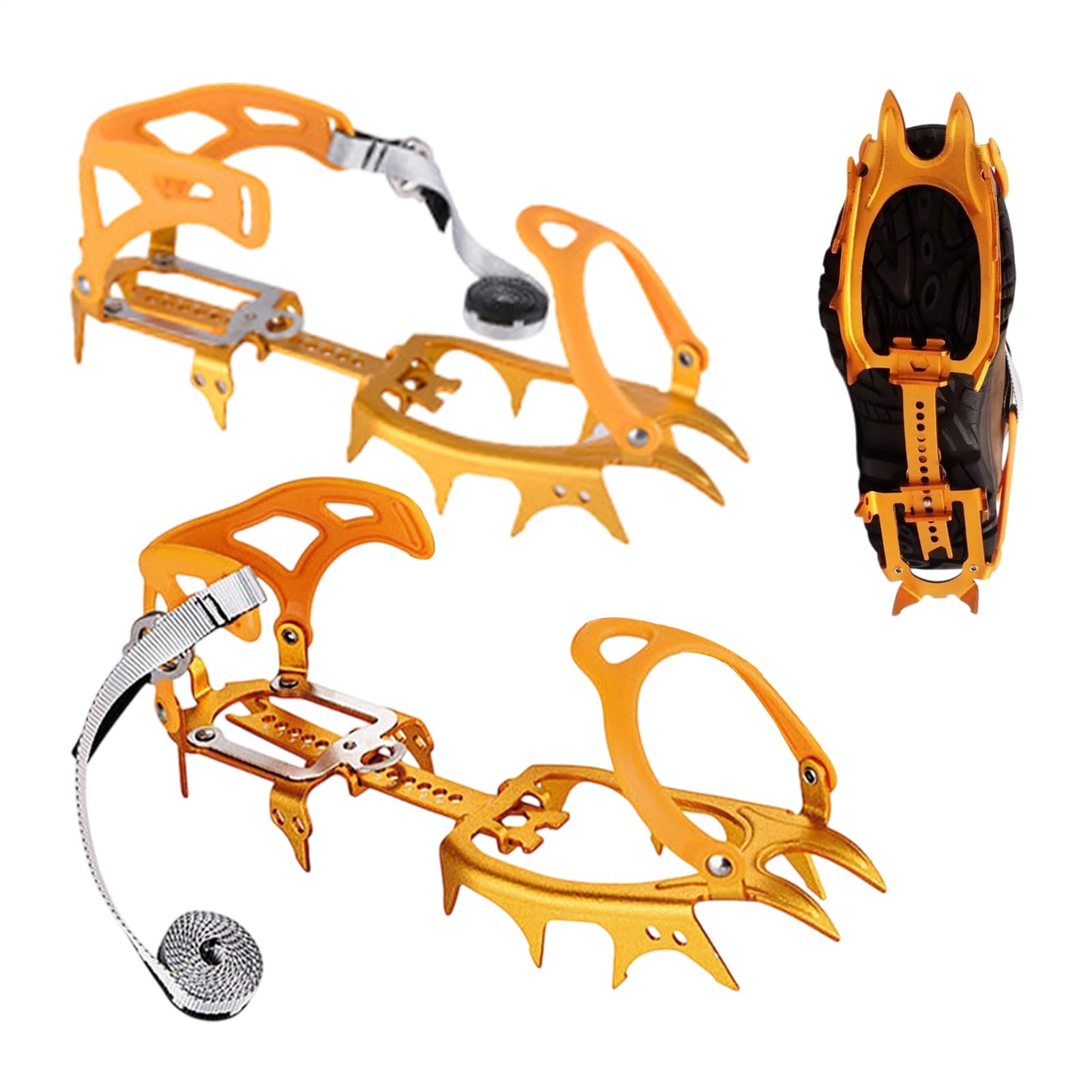 Kolce śniegowe do butów, antypoślizgowe, z 14 pazurami z lekkiego aluminium, antypoślizgowe kolce, dla kobiet i mężczyzn, nadają się na zimowe wędrówki, wędkowanie, spacery, jogging an Sti