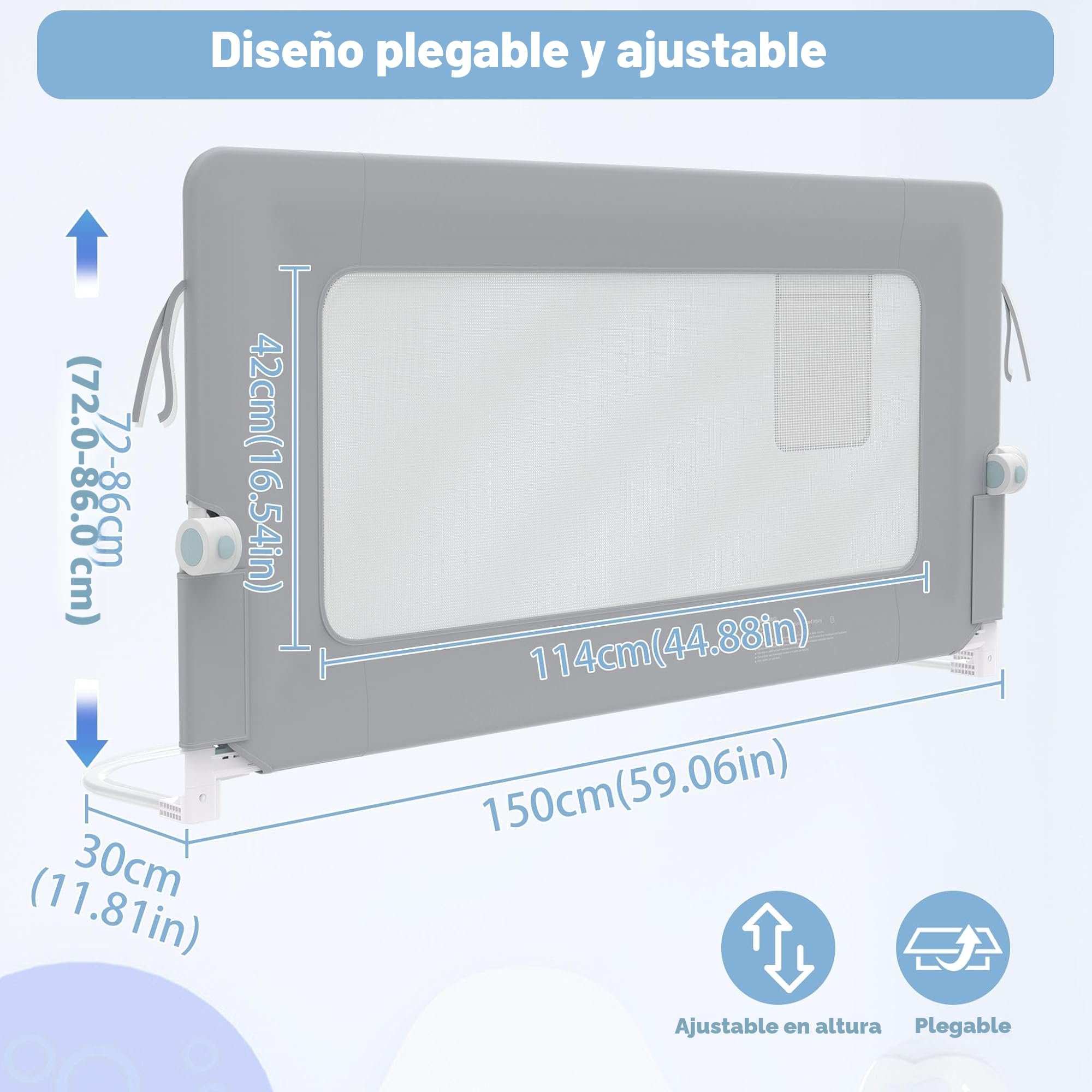 LZQ Barrera plegable para cama infantil, protección contra caídas, protección contra caídas, protección contra caídas, 150 cm