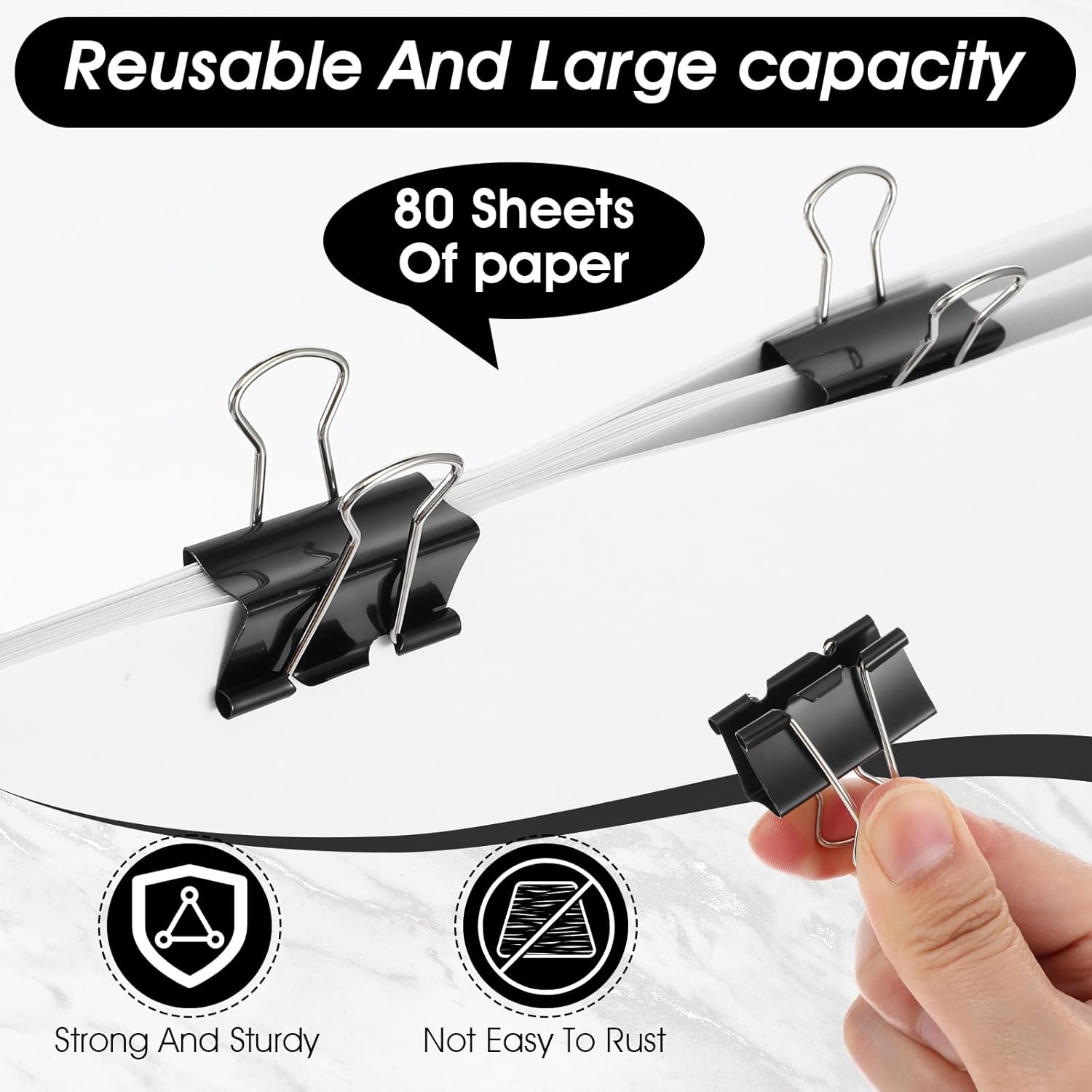300 Pcs Medium Binder Clips Paper Med Clips Office Supplies Paper Clamps for Office Business Paperwork Supplies