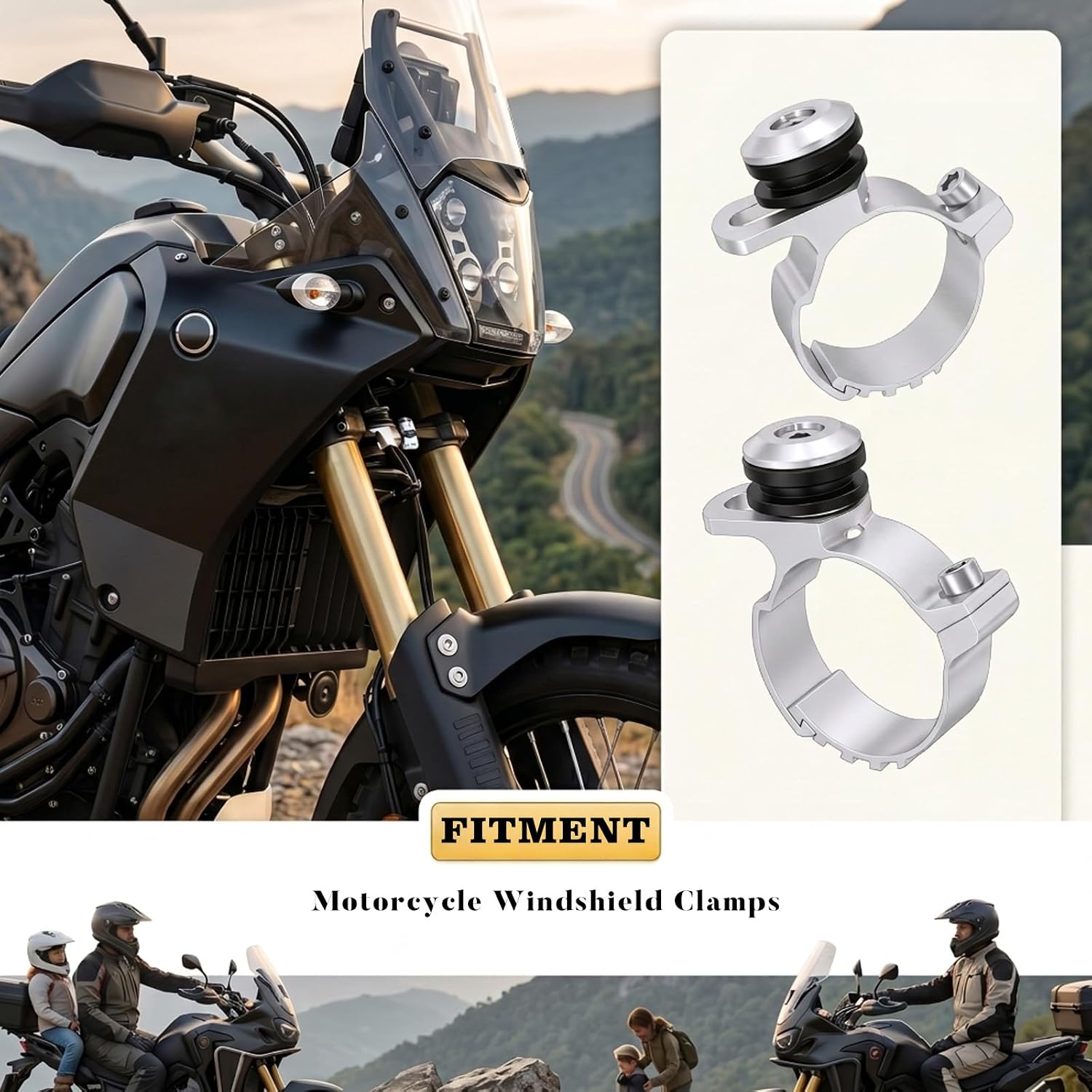 1.54'' (39mm) Windshield Windscreen Clamps | For Harley Davidson Dyna Low Rider Super Glide Wide Glide 1991-2005, Sportster XL 883 1200 48 72 1988-2022