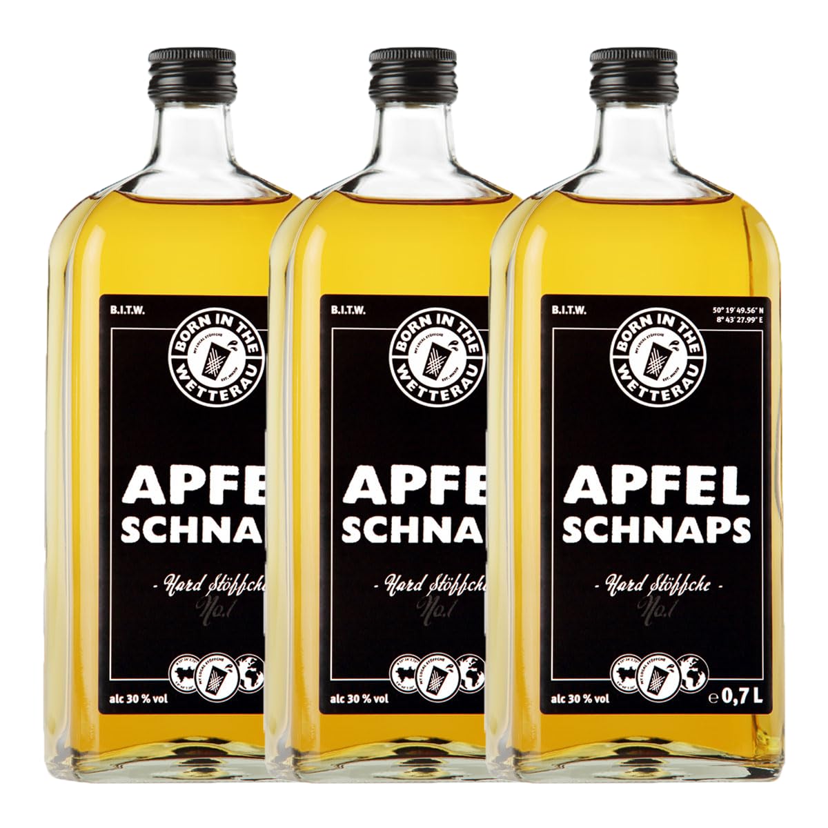 BitW Apfelschnaps 0,7L, 3x | Flasche | Born in the Wetterau