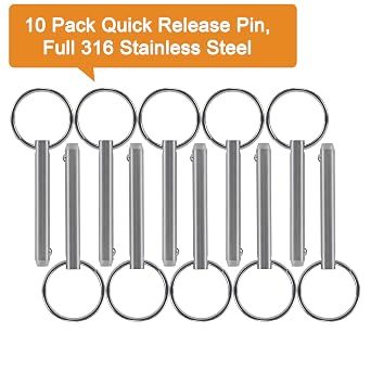 10 Pack Quick Release Pin,Full 316 Stainless Steel, Diameter 1/4