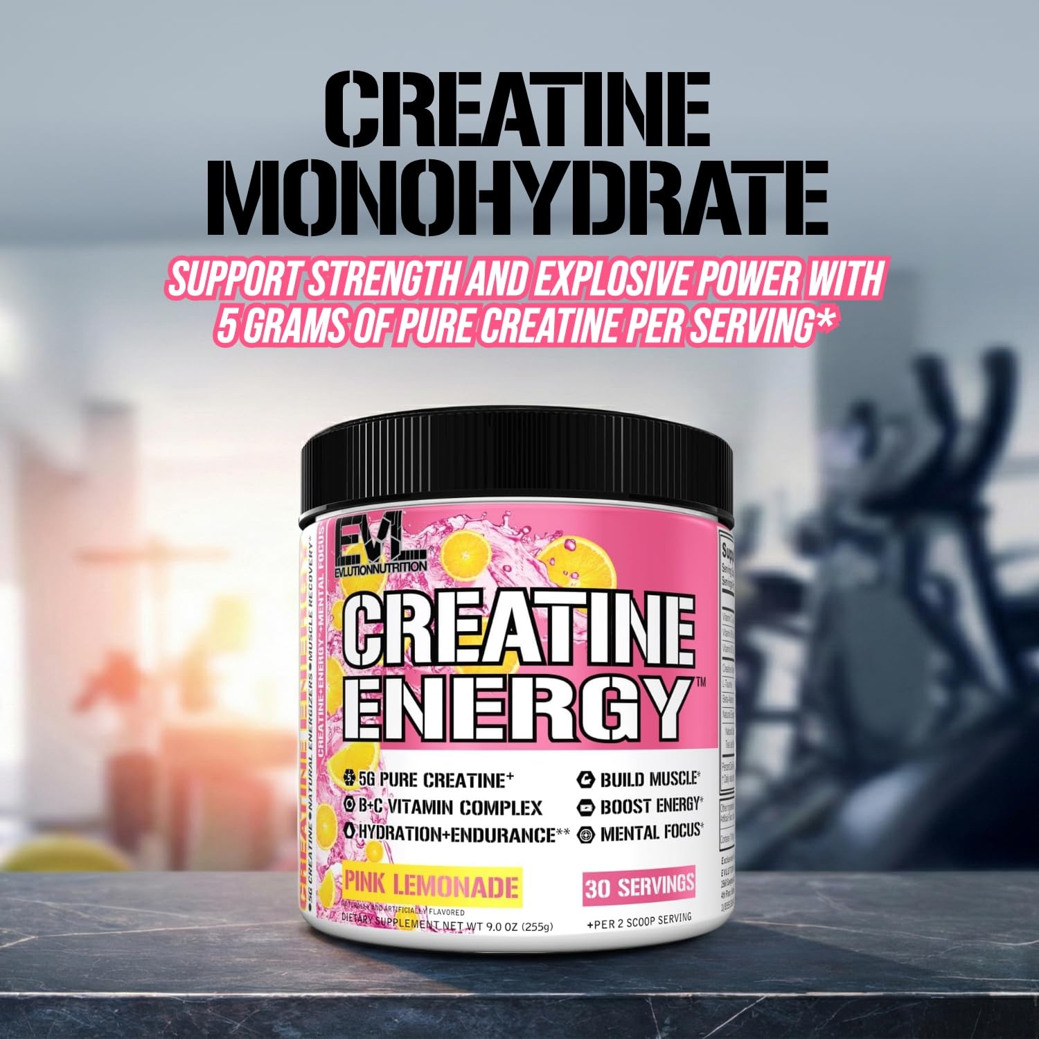 EVL Creatine Energy Powder - 30 Servings - Pink Lemonade — Amazon image 3