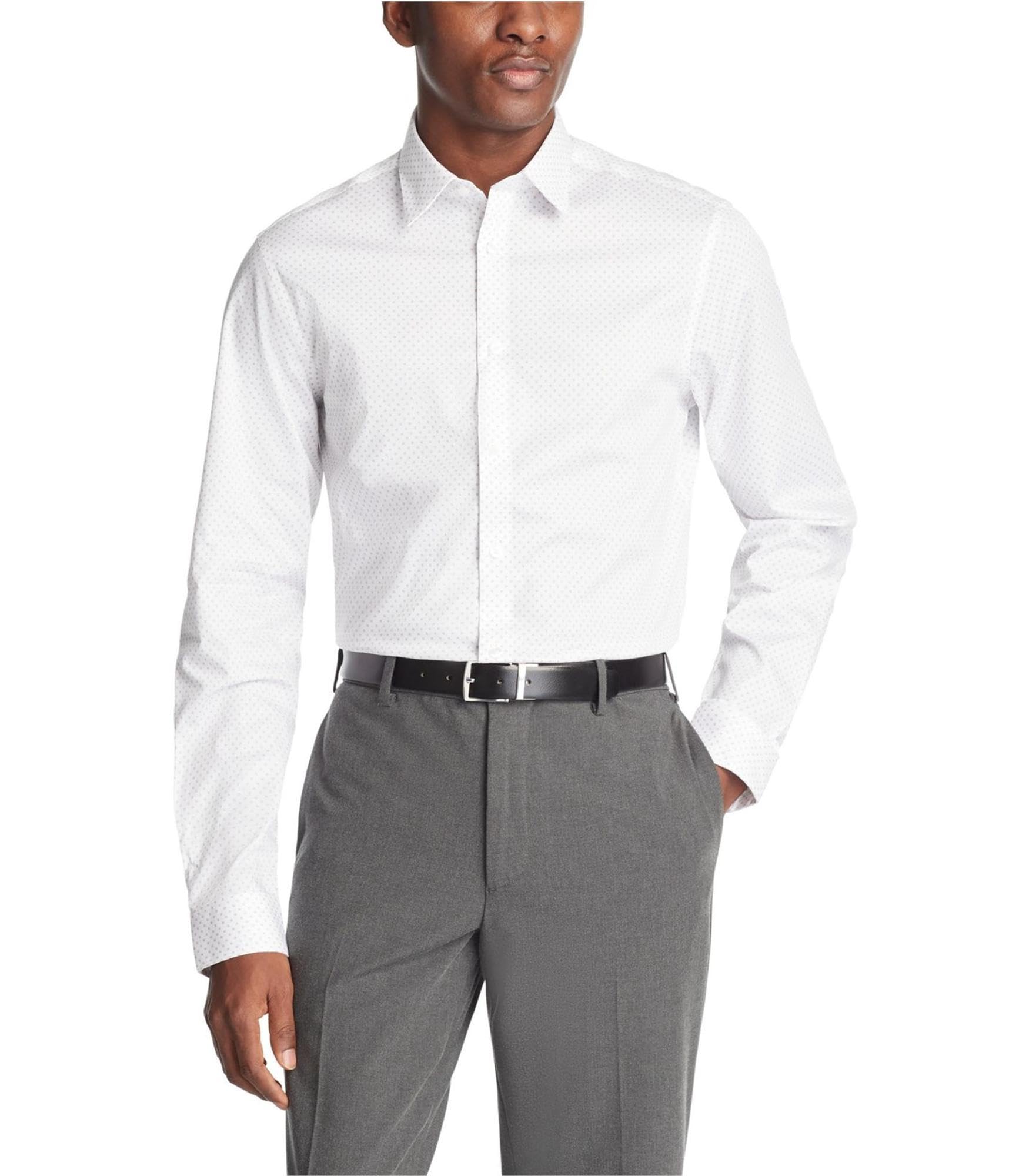 Calvin Klein Mens Dress Shirt Slim Fit Non Iron Stretch Print