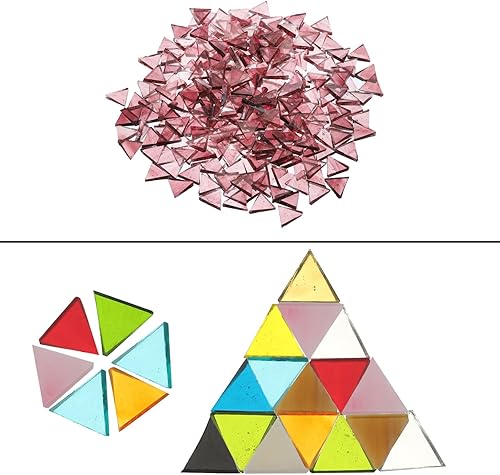 Miniatura 5 de MECCANIXITY Mosaico de vidrio de 7.05 oz triángulo de 0.551 in púrpura claro mosaico azulejos de mosaico a granel para manualidades DIY proyecto