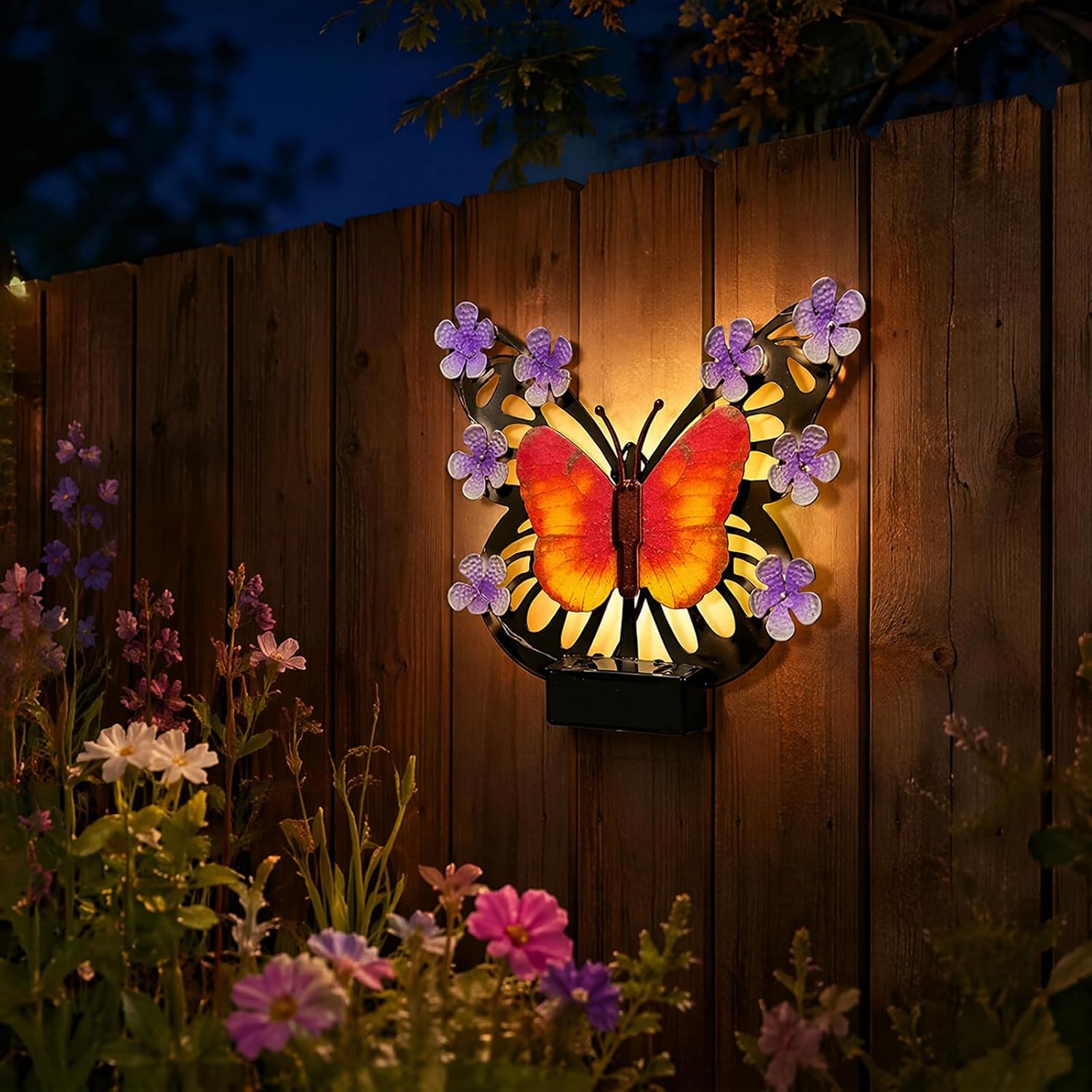 Solar Butterfly Wall Lamp Weatherproof LED Light for Patio Porch Yard image 2