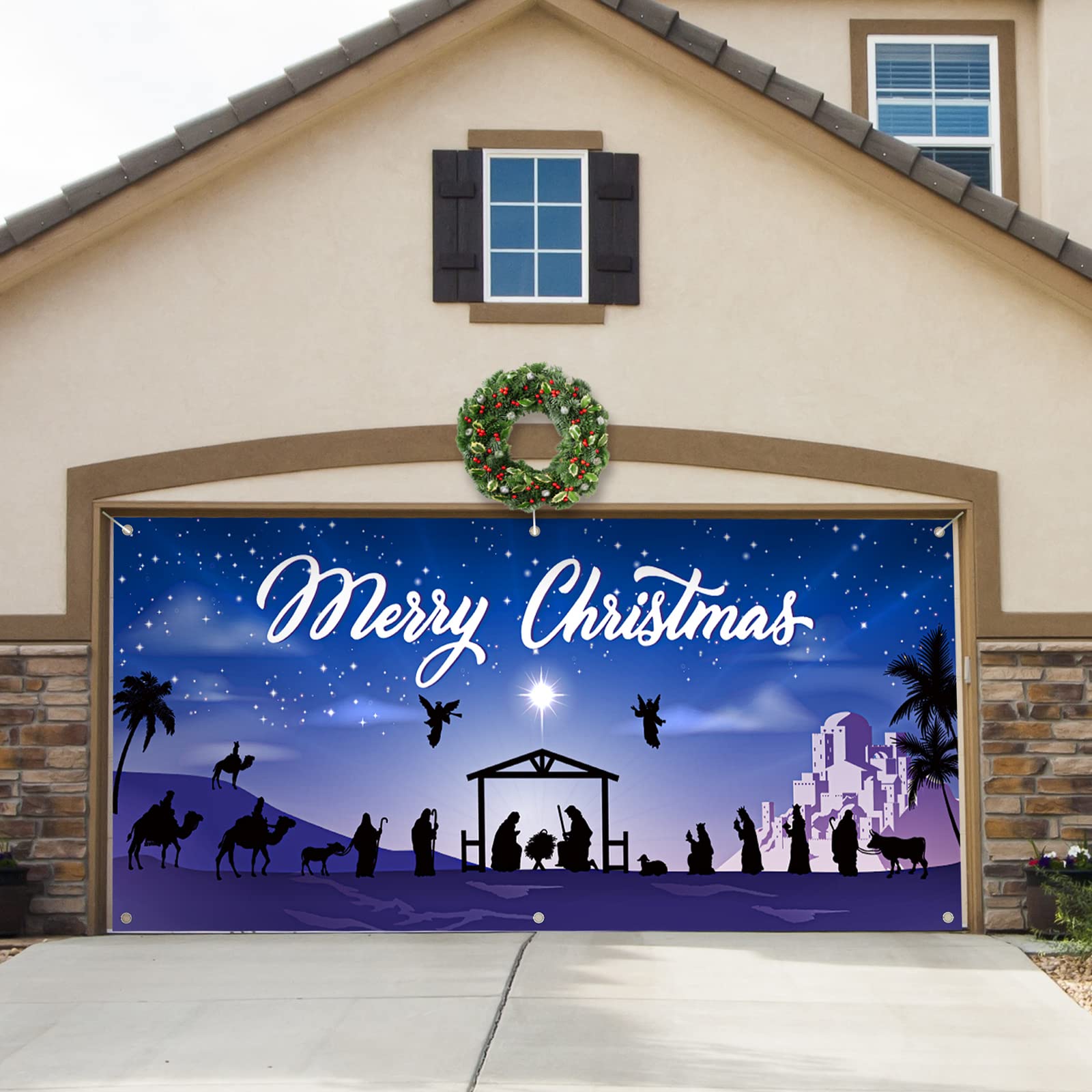 Weihnachts-Garagentor-Deko 6x13 Fuß - Glitzer 'Merry Christmas' Banner Für Innen & Außen