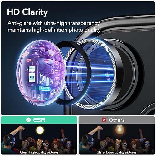 Miniatura 4 de ESR Paquete de 2 protectores de lente de cámara para iPhone 1515 Plus1414 Plus, protectores individuales HD ultra resistentes, resistentes a los