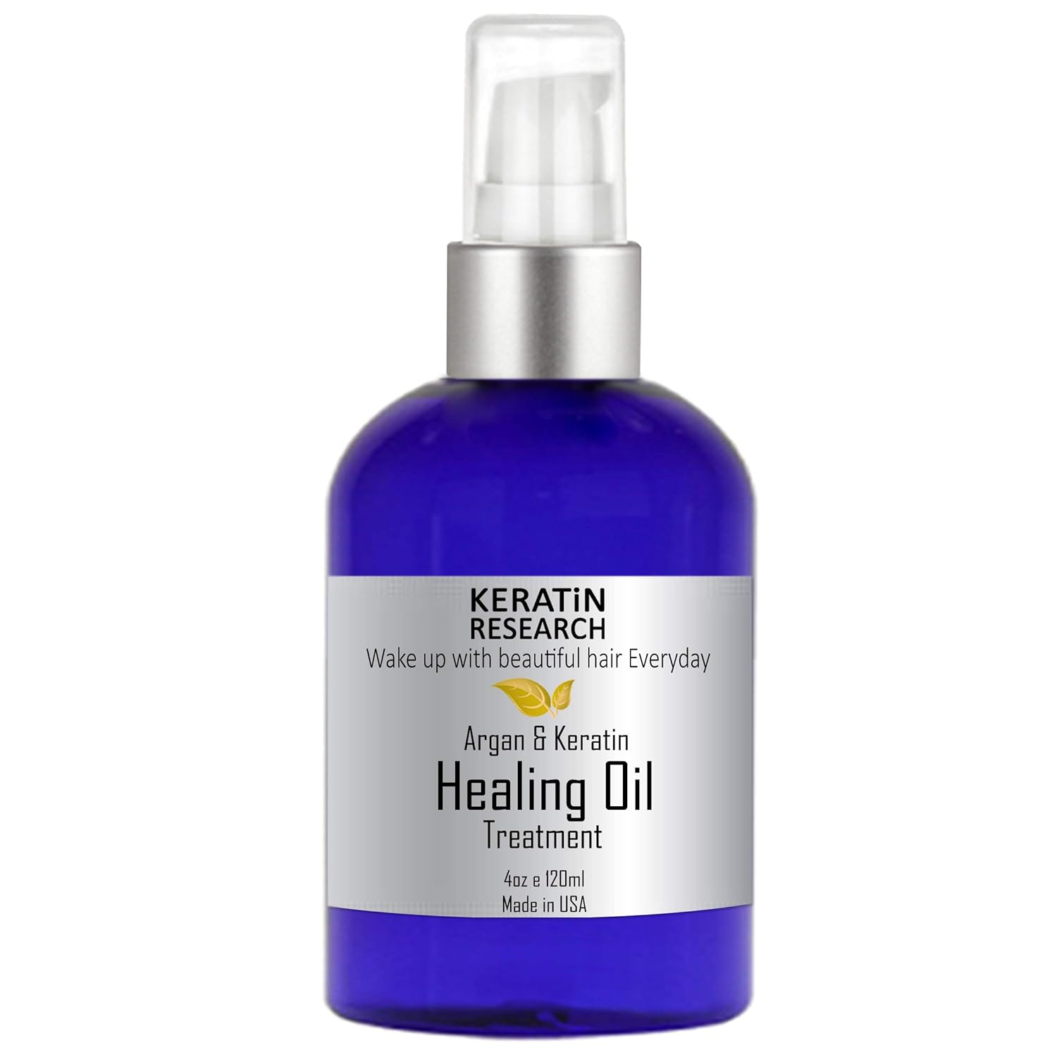 Keratin and Argan Damaged Hair Serum Repairing & Healing Oil Treatment Rejuvenates Nourishes adds shine & Conditions Hair Instantly 4oz Large bottle lasts for months