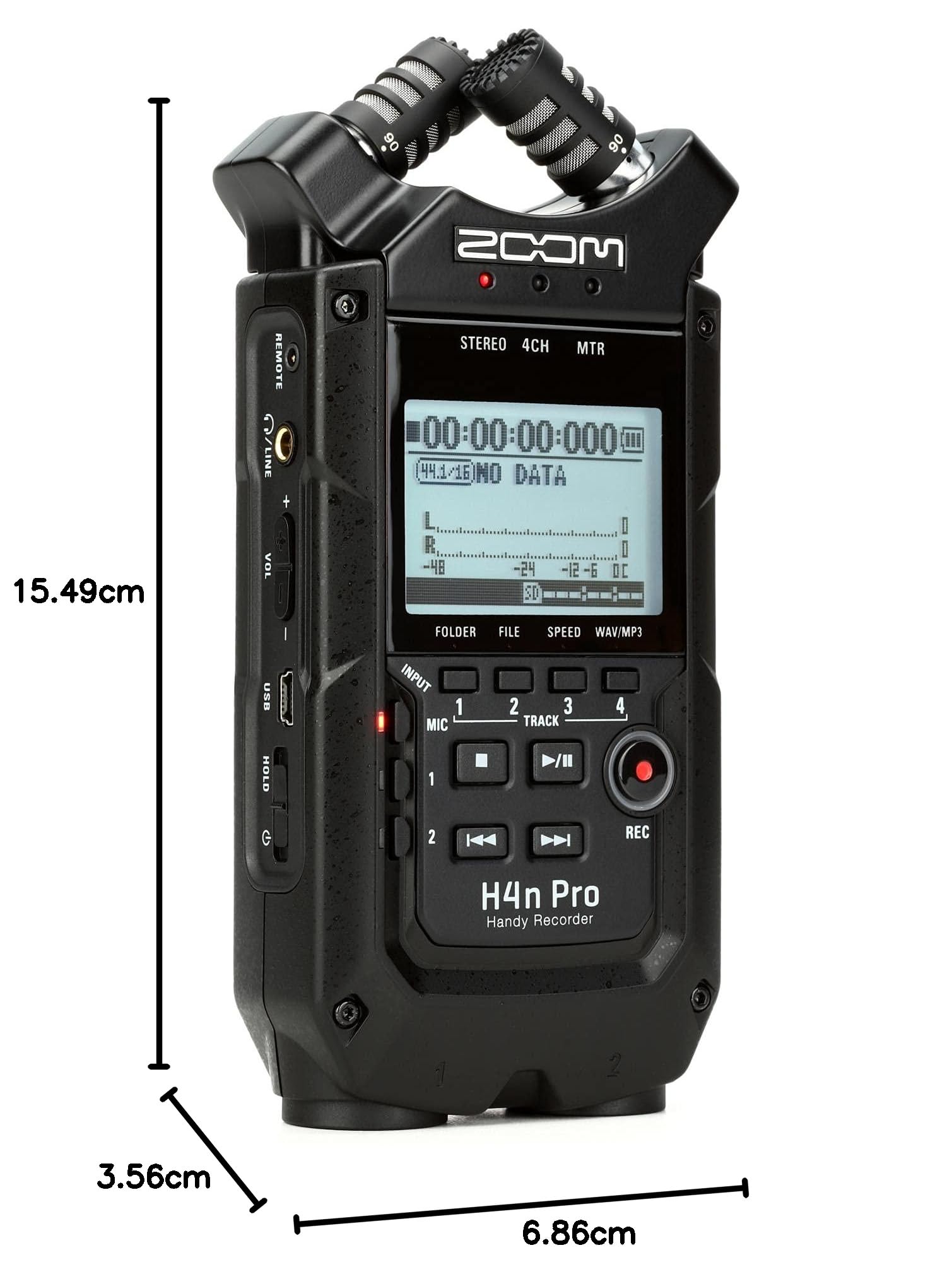 ZOOM H4nPro 本体 Zoom Gravador portátil H4n Pro de 4 faixas, todo preto, microfones