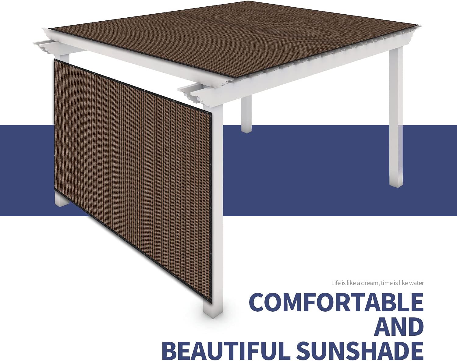 VICLLAX 90% Shade Fabric Sun Shade Cloth Privacy Screen with Reinforced Grommets for Outdoor Patio Garden Pergola Cover Canopy 10x20 FT, Mocha