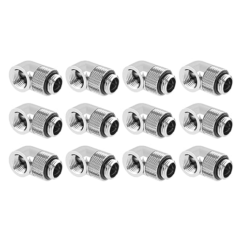 Miniatura 9 de dracaena.io - Paquete de 6 conectores extensores de rosca G1/4 pulgadas macho a hembra, conector adaptador giratorio de 90° para sistema