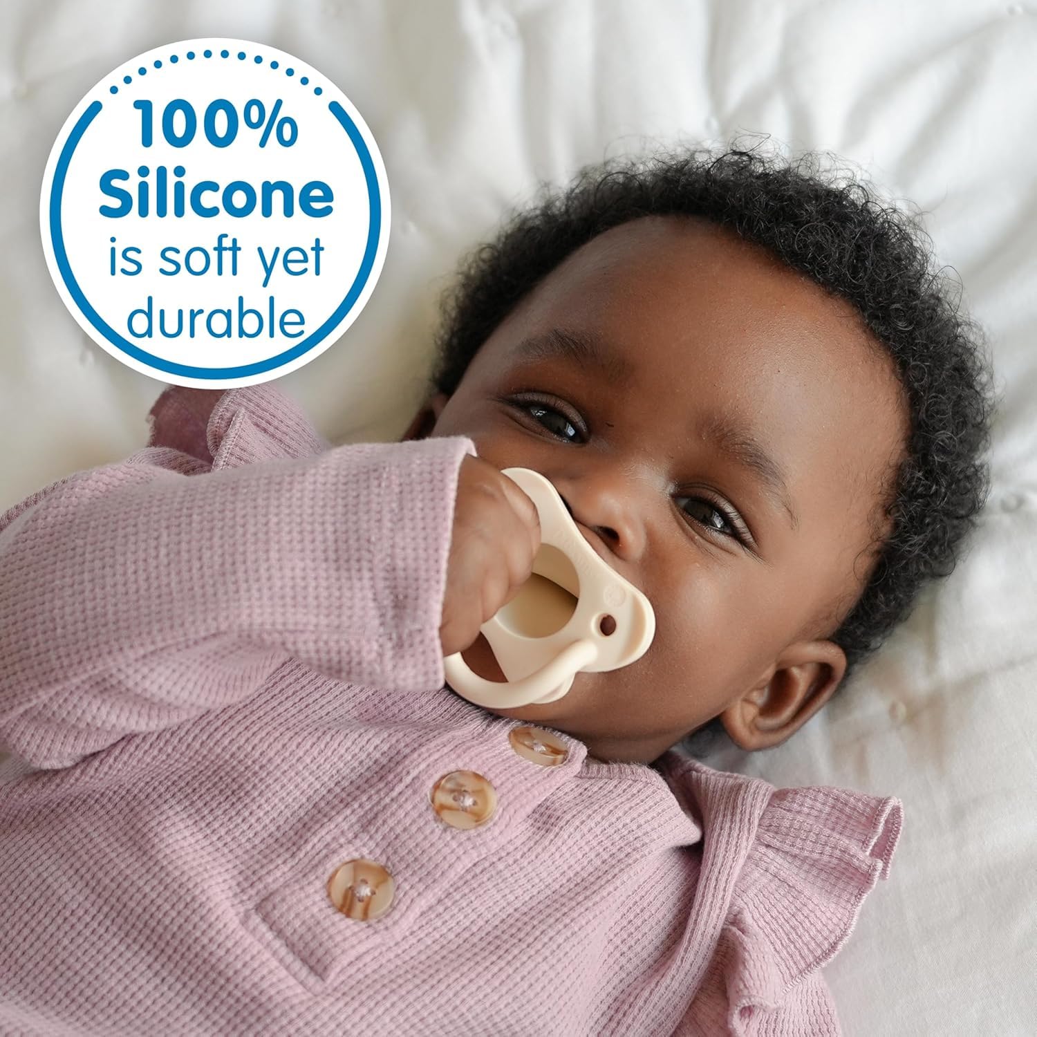 Dr. Brown's HappyPaci 100% Silicone Baby Pacifier, Contoured One-Piece Design, Gray, Green, Ecru, 0-6m, BPA-Free, 8-Pack