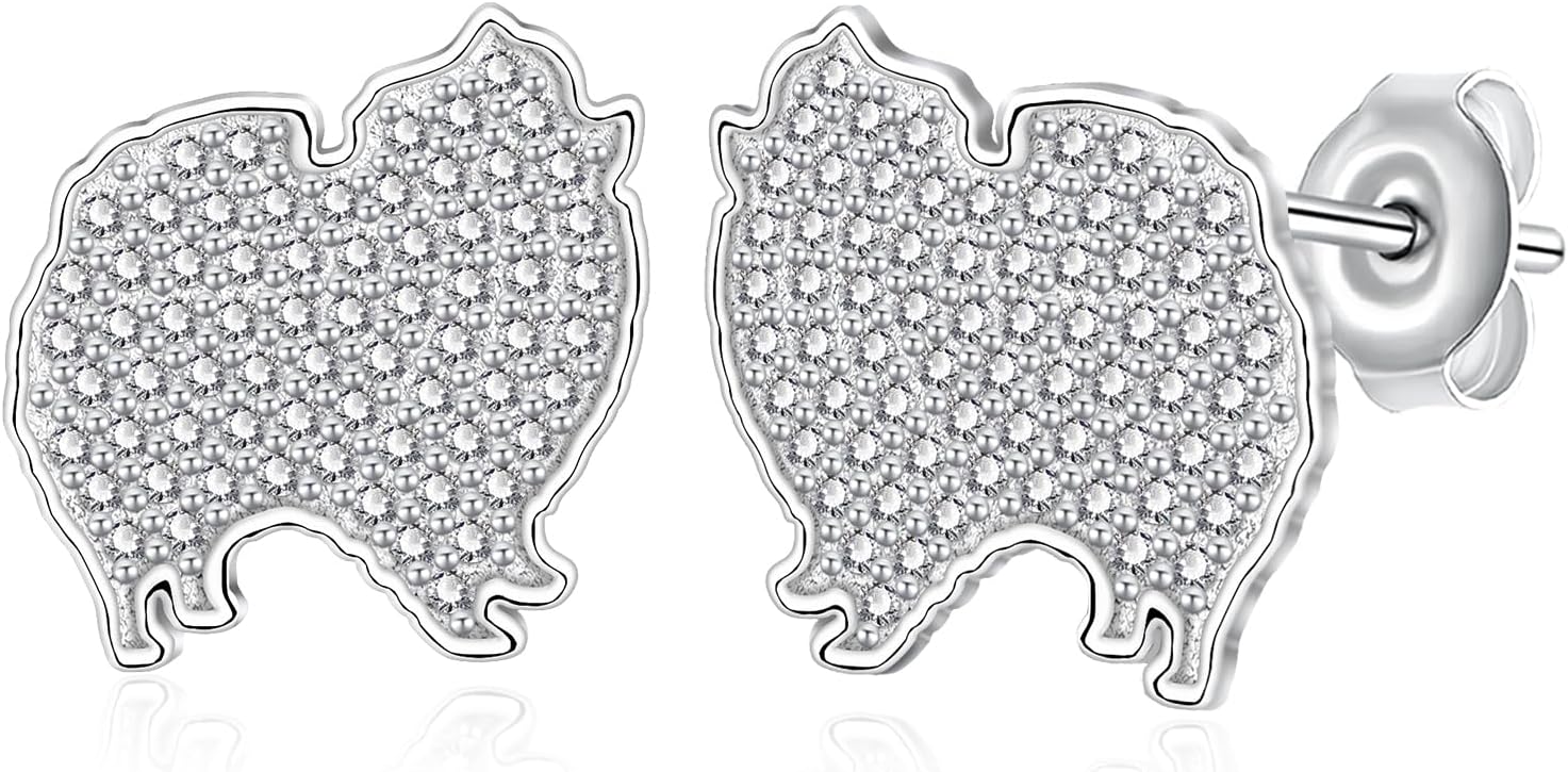 Schnauzer Pomeranian Earrings 925 Sterling Silver Mini Schnauzer Pomeranian Dog Stud Earrings Jewelry Gift Birthday Earrings for Women