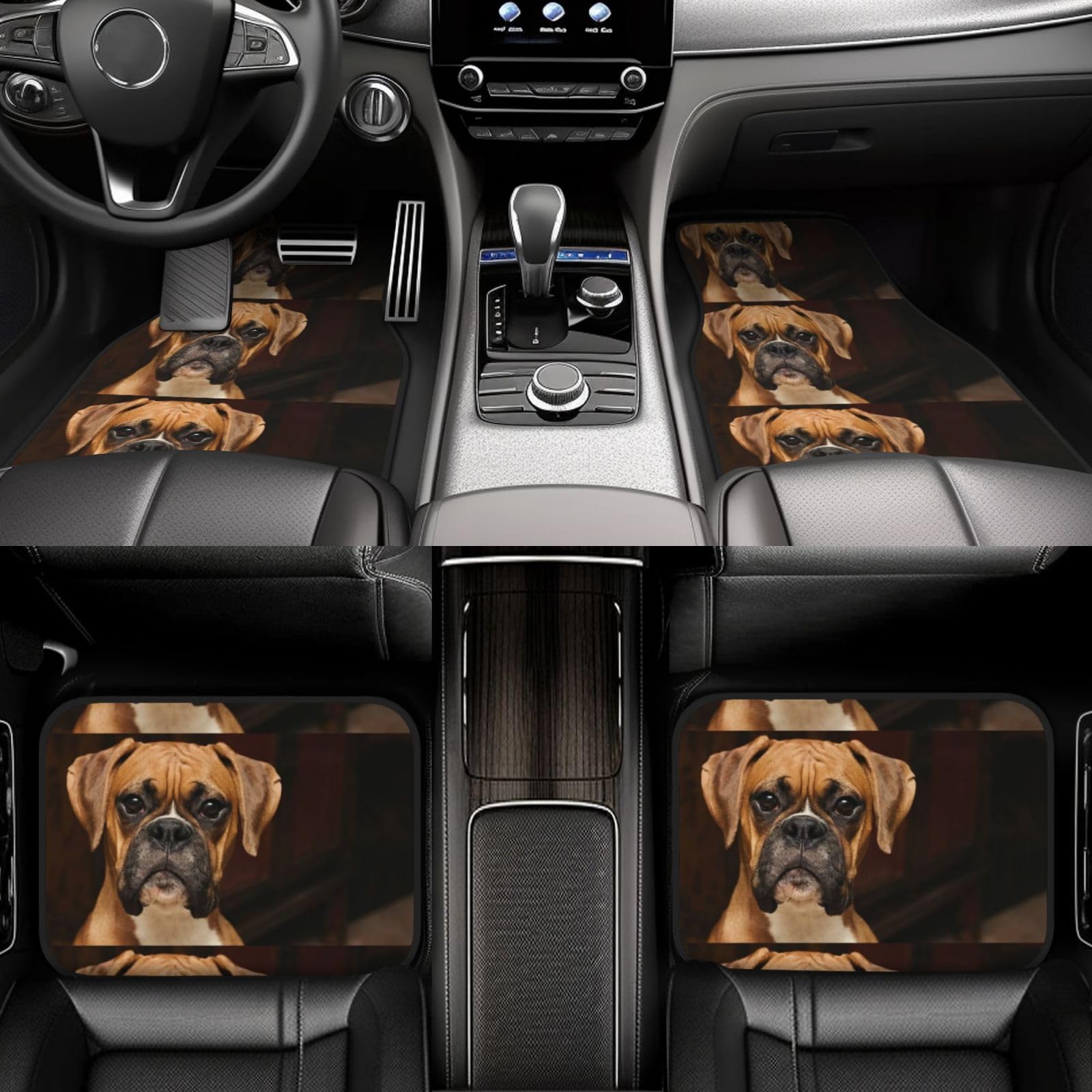 Boxerhund, 4er-Set Auto-Fußmatten, Neopren-Fußmatten für Fahrzeuge, rutschfeste Auto-Fußmatten, Autozubehör